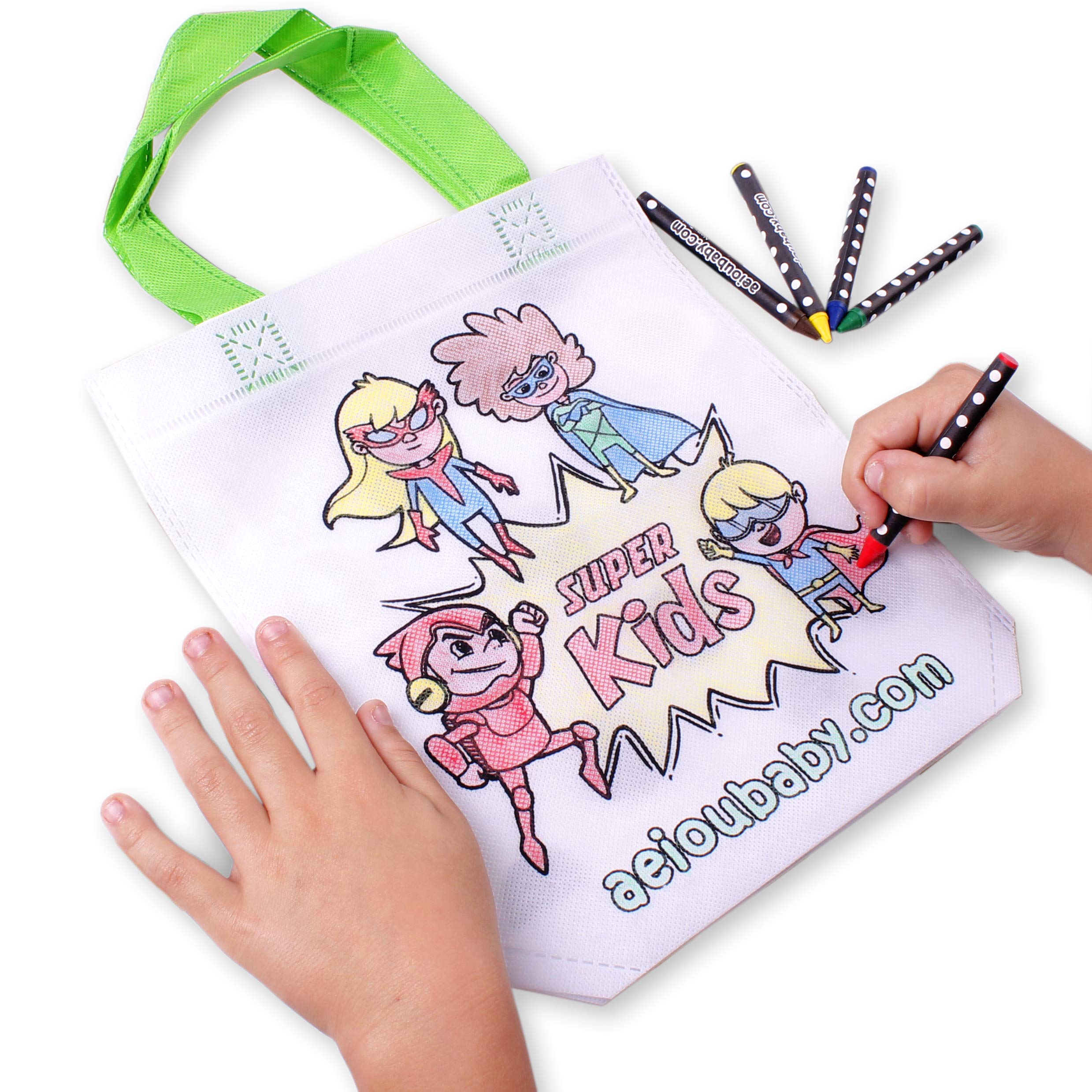 aeioubaby.com Bolsas para Colorear | Regalos de Cumpleaños para Niños con 5 Ceras y Globo | Actividad Creativa para Fiestas Infantiles | Pack 30 Cuento