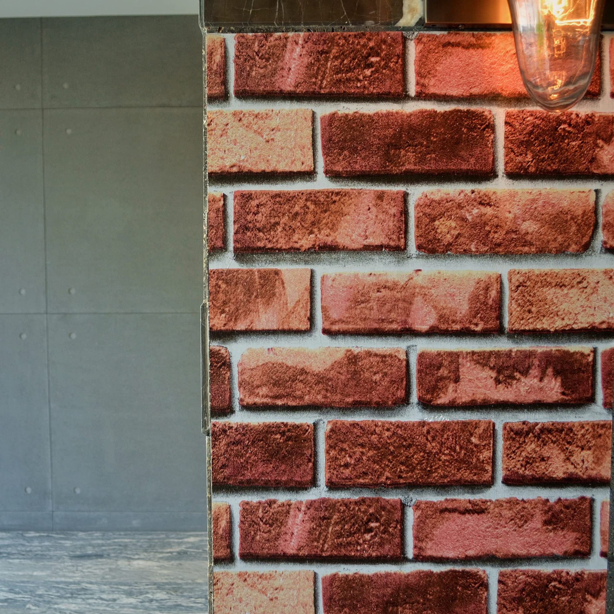 Buy auxua Red Brick Wallpaper 17.7"x118" Peel and Stick Wallpaper