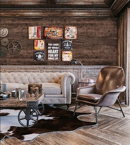 Miniatura 3 de Dimoon Papel tapiz de 17.7 x 236 pulgadas, papel tapiz de madera para pelar y pegar, extraíble, marrón oscuro, madera rústica tipo tablón,