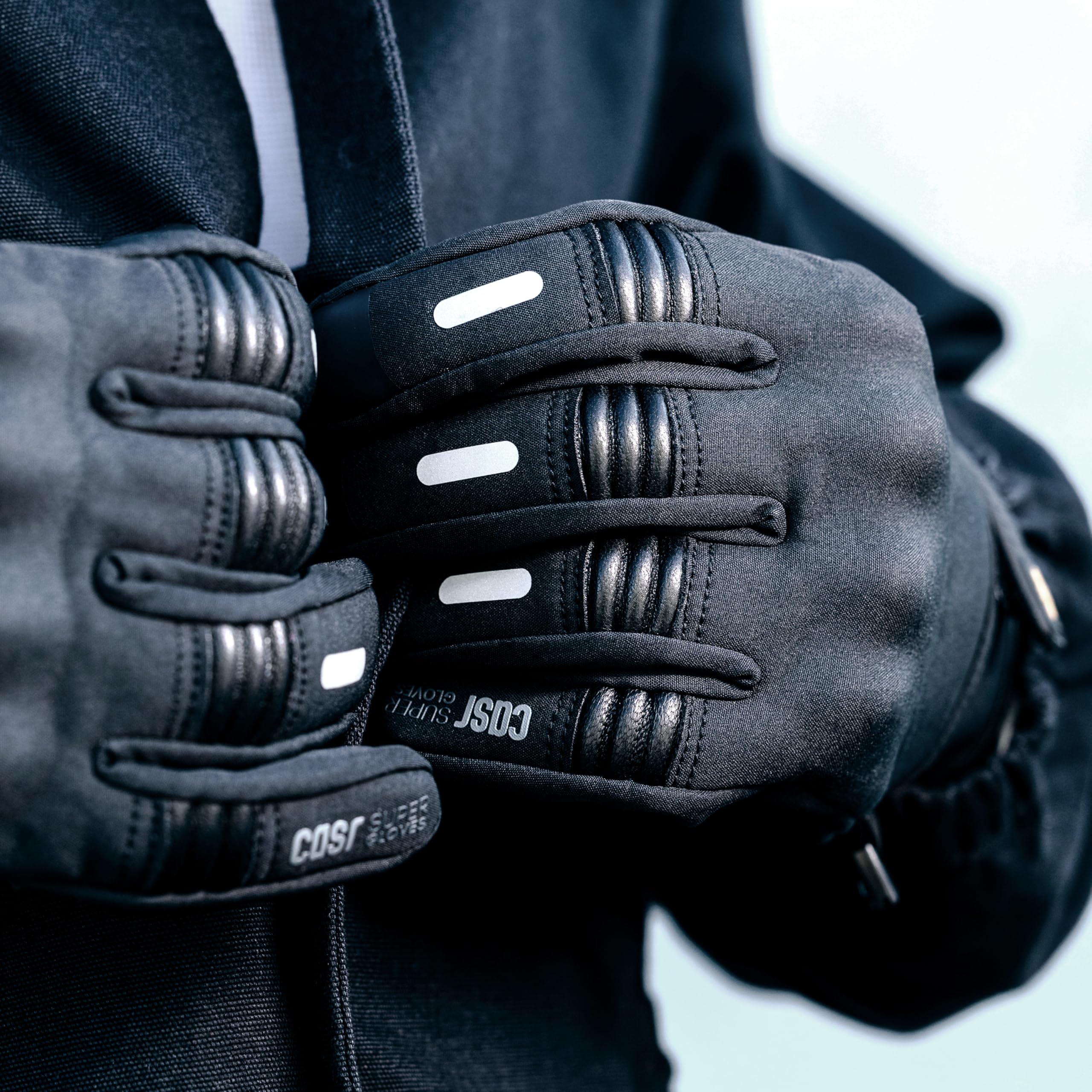 Casr Super Gloves – Gant Moto Homologué Homme Femme, Gant Mi-Saison, Accessoire Moto Étanche Et Coupe-Vent, Tactiles Avec Protection Renforcée Pour Cross, Scooter - Noir