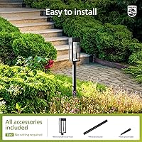 Vista 7 de Philips 8 Packs Solar Pathway Lights Outdoor, Glass Metal Led Garden Landscape Lightings, 3000K Warm White, Waterproof for Decor Yard, Walkway