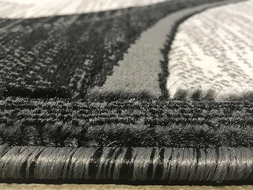 Miniatura 4 de Alfombra moderna larga contemporánea, diseño gris y negro, 144 (32 pulgadas x 15 pies 10 pulgadas)
