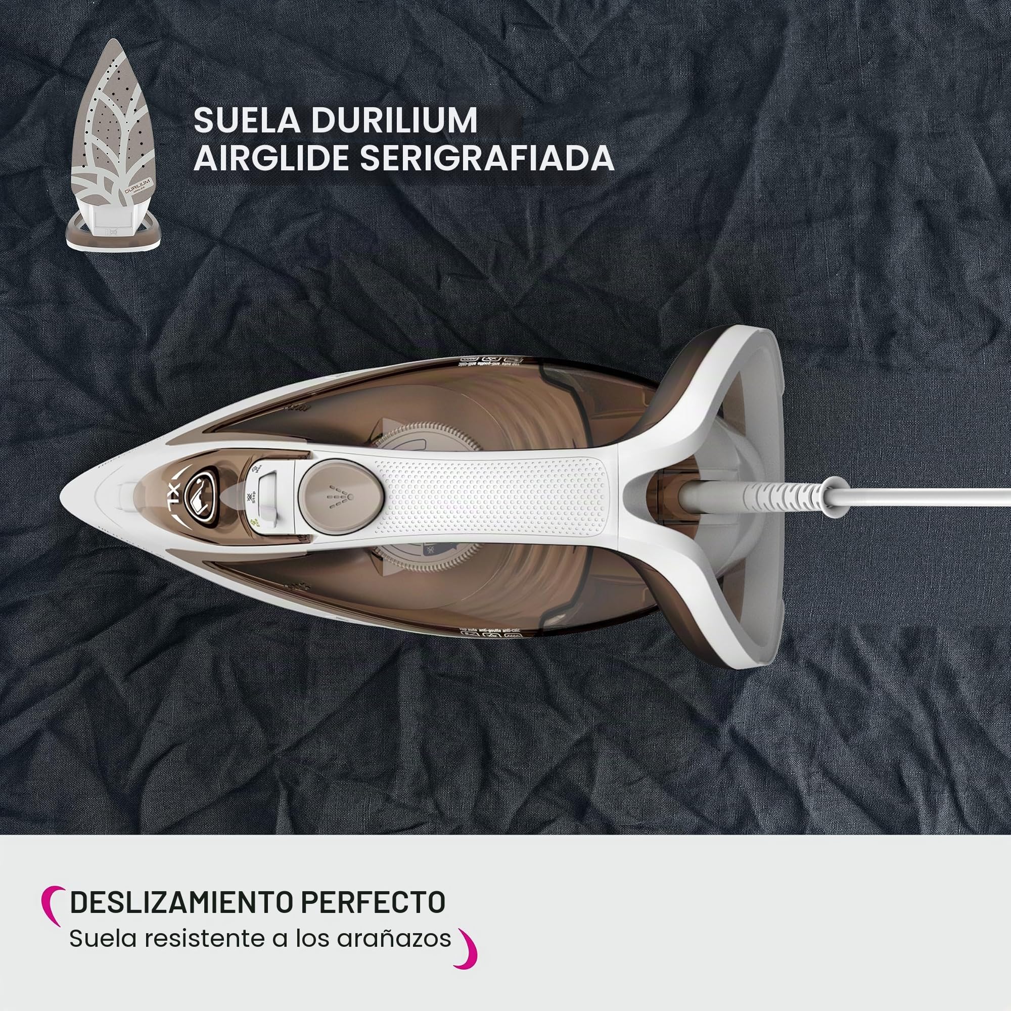 Calor Easygliss Eco Plancha 2800 W, Flujo de vapor 50 g/min, Función Pressing 240 g/min, Hasta 30% ahorro de energía, Suela Durilium Airglide, fabricada en Francia, Arcilla FV5780C0