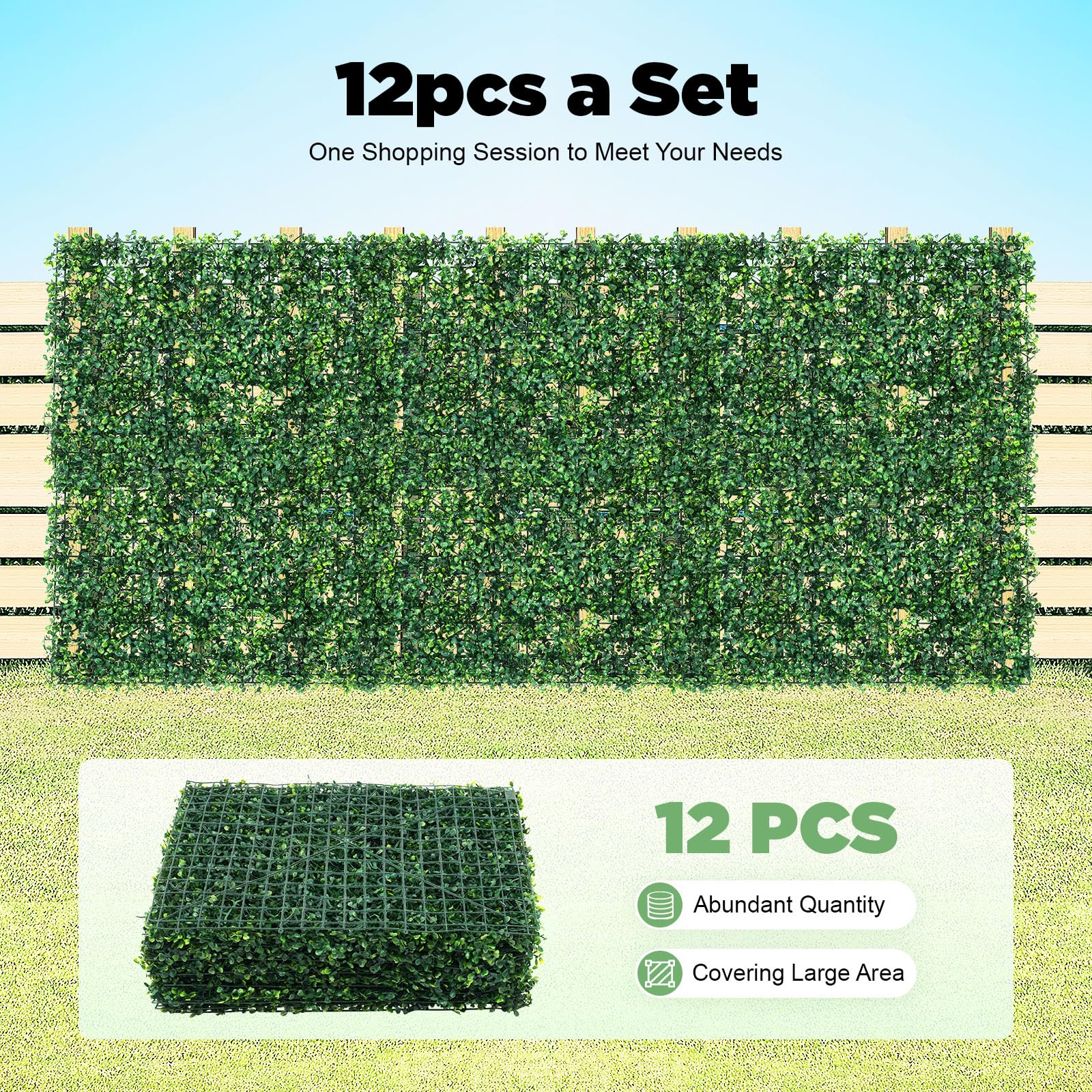 12 Stück Künstliche Pflanzenwand, Hohe Dichte Künstliche Pflanzen Rasen Wand, 4cm Dick Kunstpflanzen Wand für Garten im Freien und Indoor Dekoration, 40X60cm