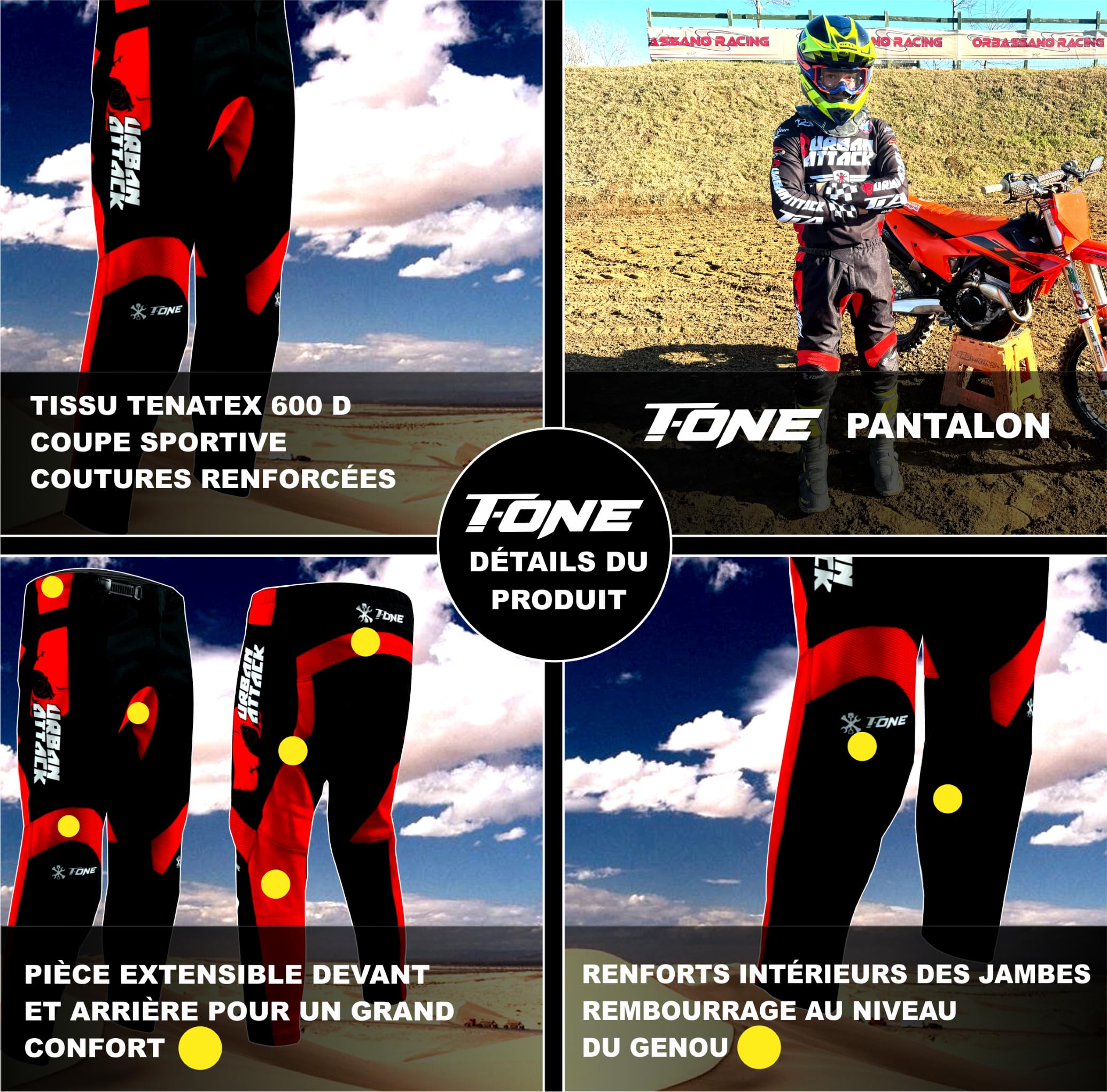 TLA T-One Pantalones de Motocross – Enduro | Ropa Moto | Ropa Motocross – Enduro – Quad | Mono Motocross Hombre Mujer Niño, Gris/Negro, S