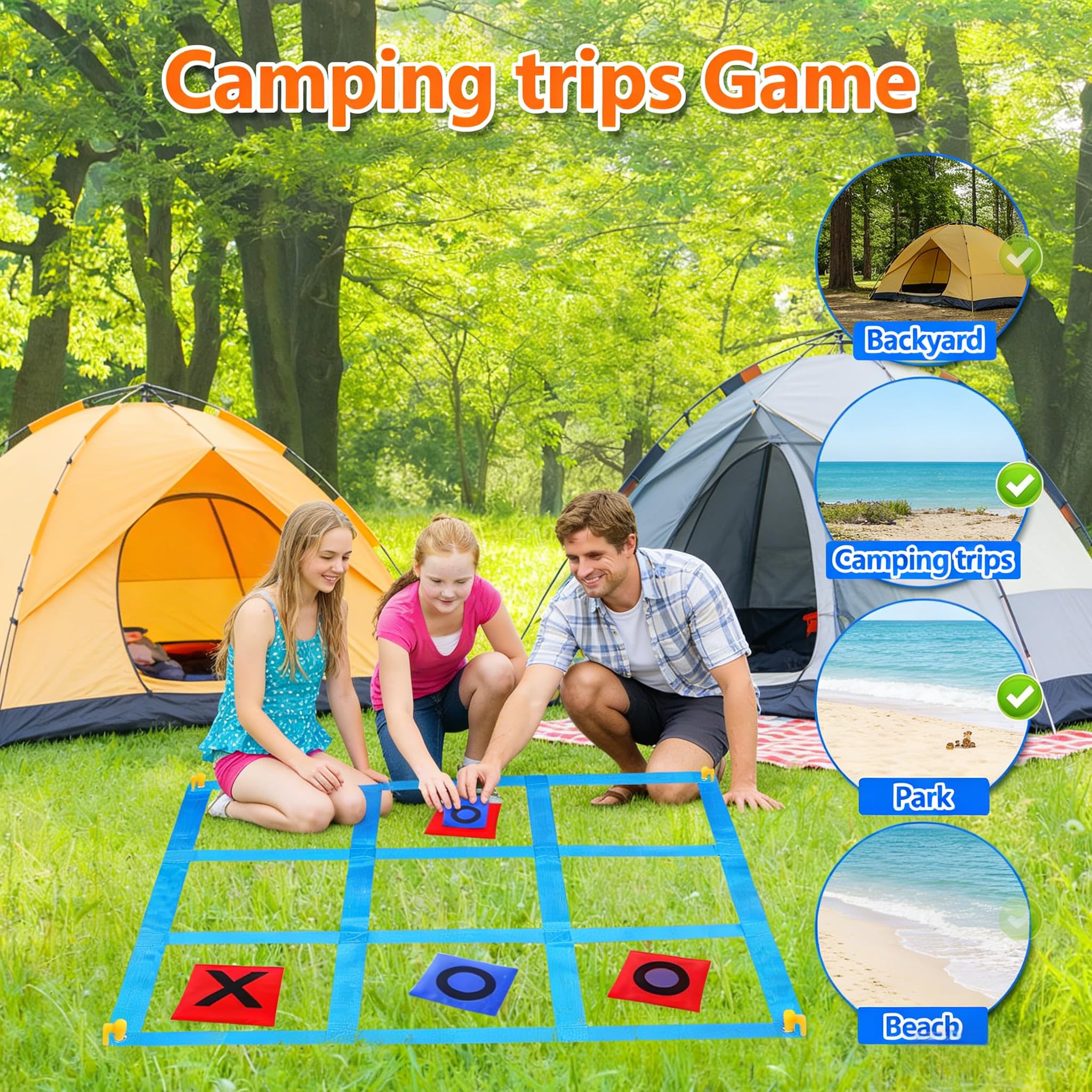 Enorme Tic Tac Toe - Set da Gioco per Esterni, 1,2 m, con Sacco, per Giardino, Spiaggia e Campeggio, Giochi da Giardino e Giochi All'aperto per Adulti, Bambini e Feste in Famiglia