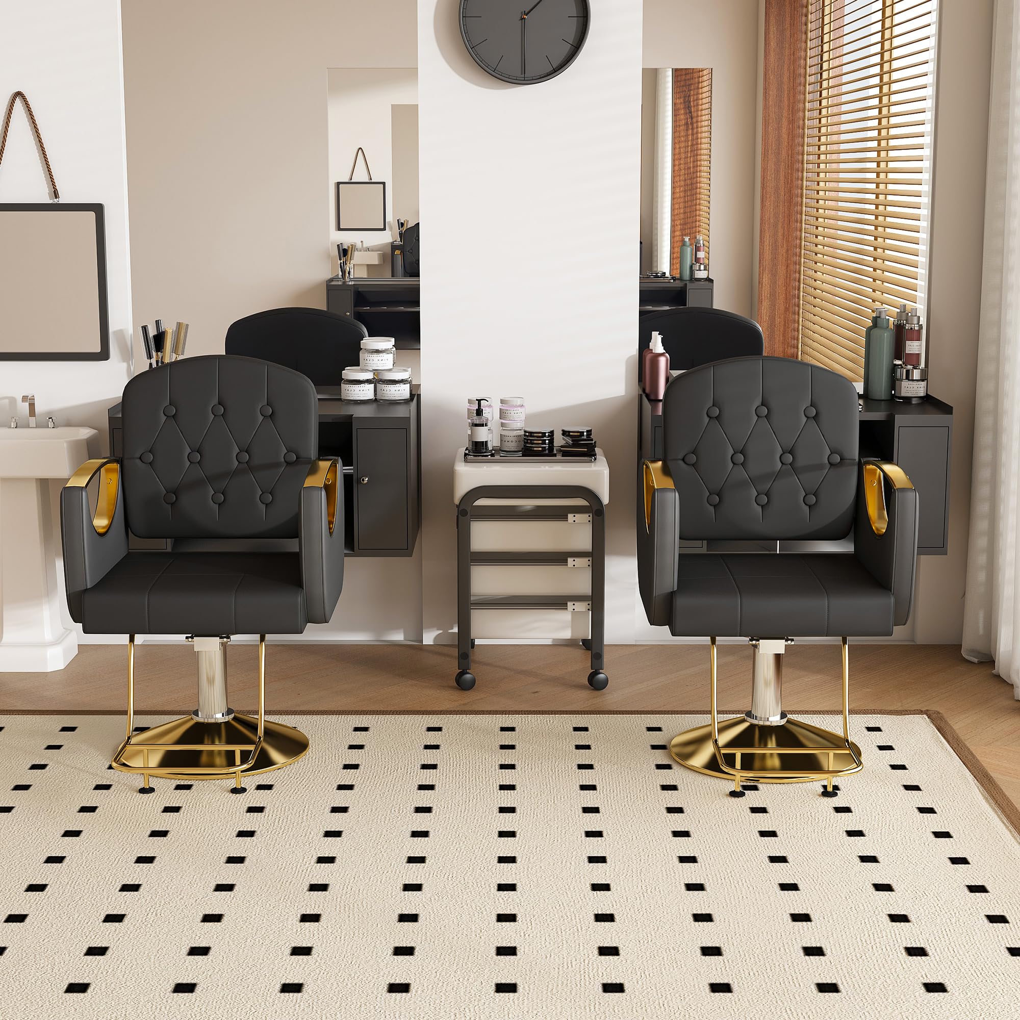 Salon Chair for Hair Stylist Hydraulic, Non-Tilting Backrest, Tufting 2