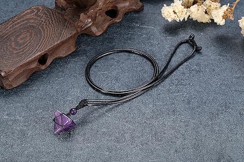 Miniatura 4 de Jovivi Collar de cristal curativo, collar con dije de piedra preciosa de cuarzo natural transparente con cuerda ajustable, joyería de cuarzo reiki