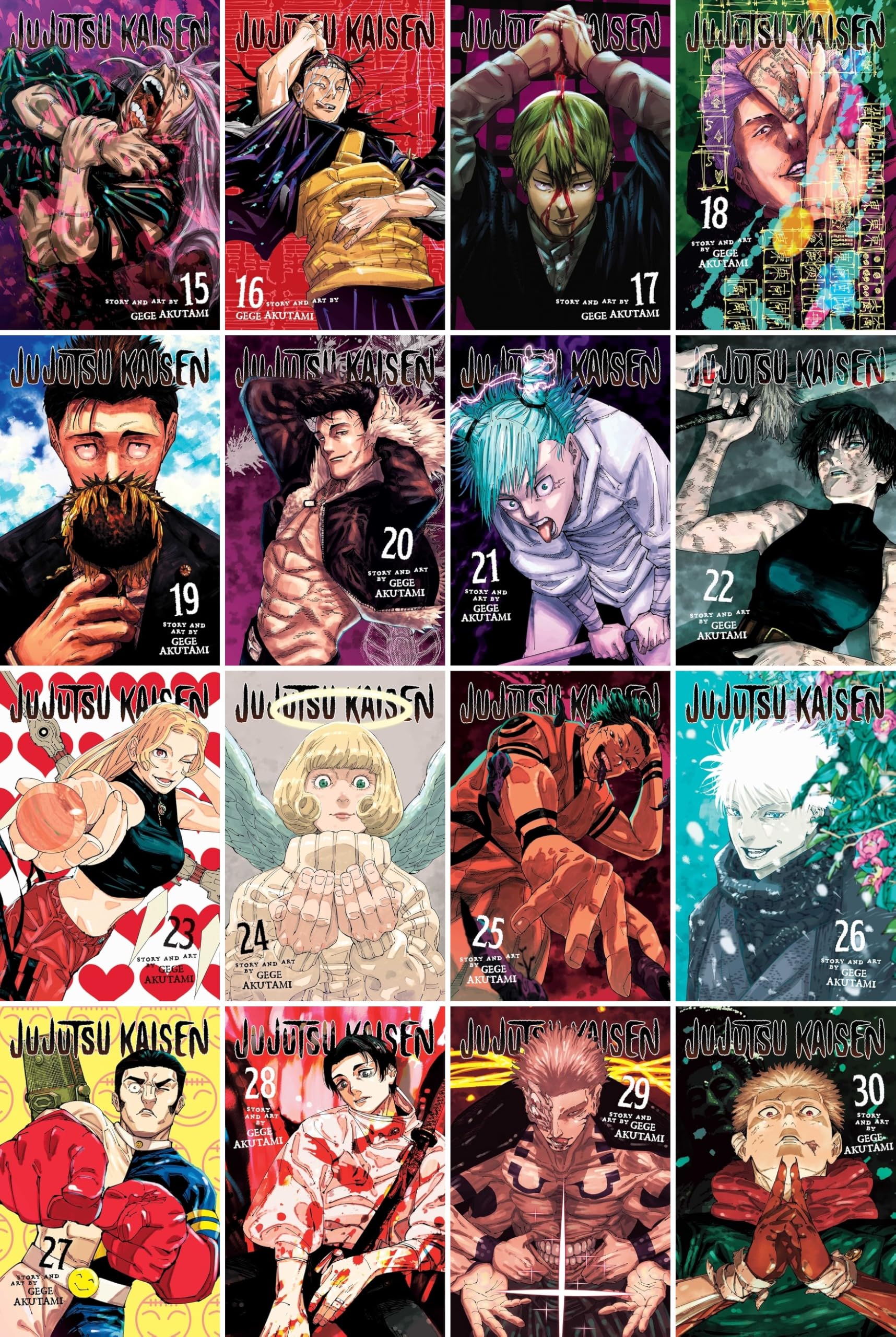 Jujutsu Kaisen Manga Series Books 15–30 Paperback Set by Gege Akutami