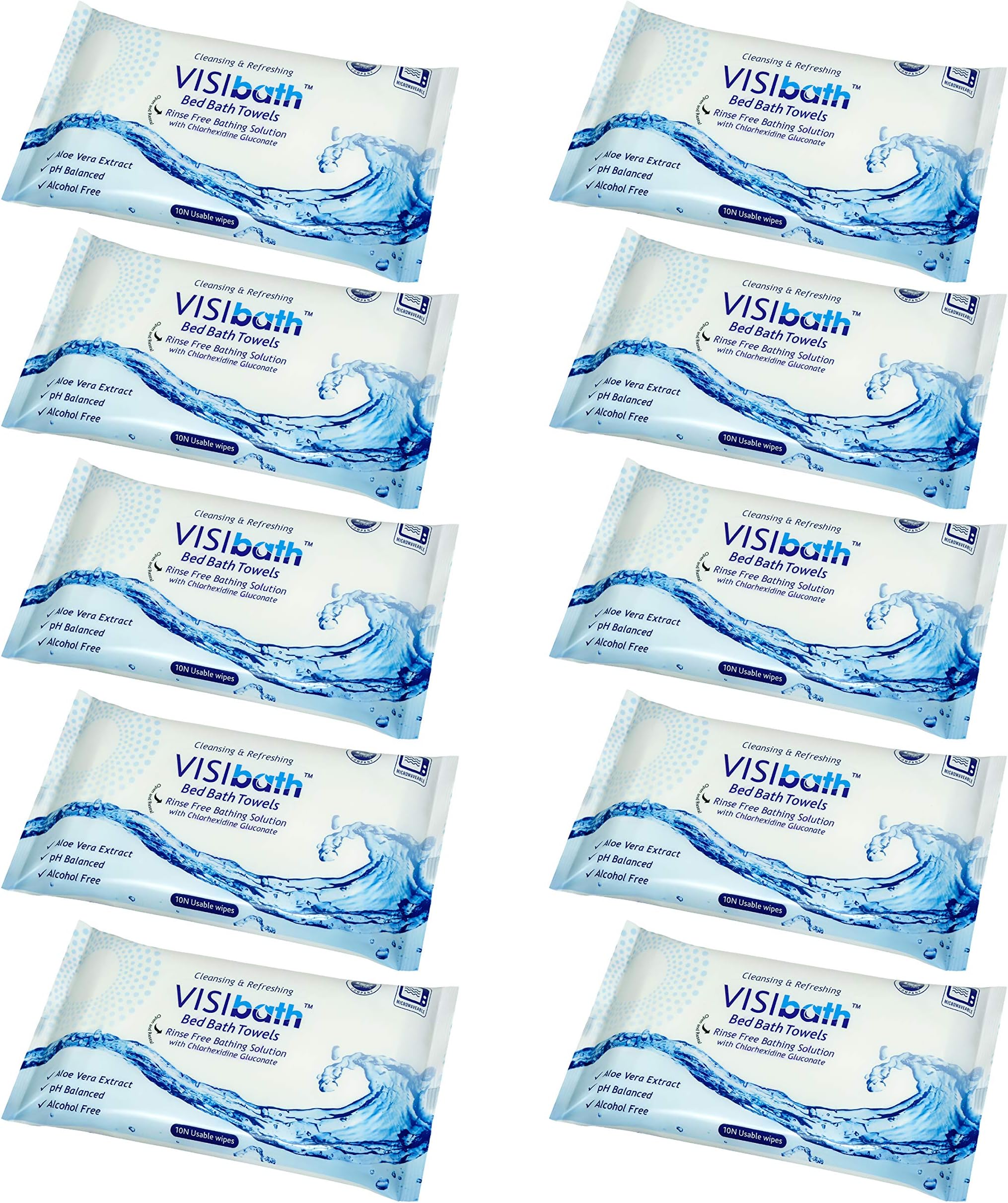 VISIBATH Cleansing and Refreshing Wipes Bed Bath Towel (240 x 320 mm) -Set of 10