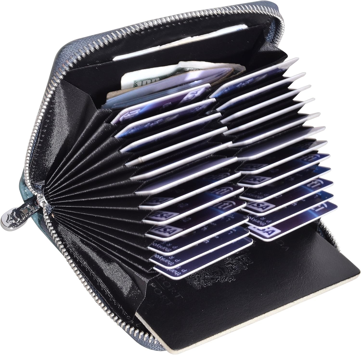 Easyoulife Genuine Leather Credit Card Holder Case RFID Travel Passport Wallet