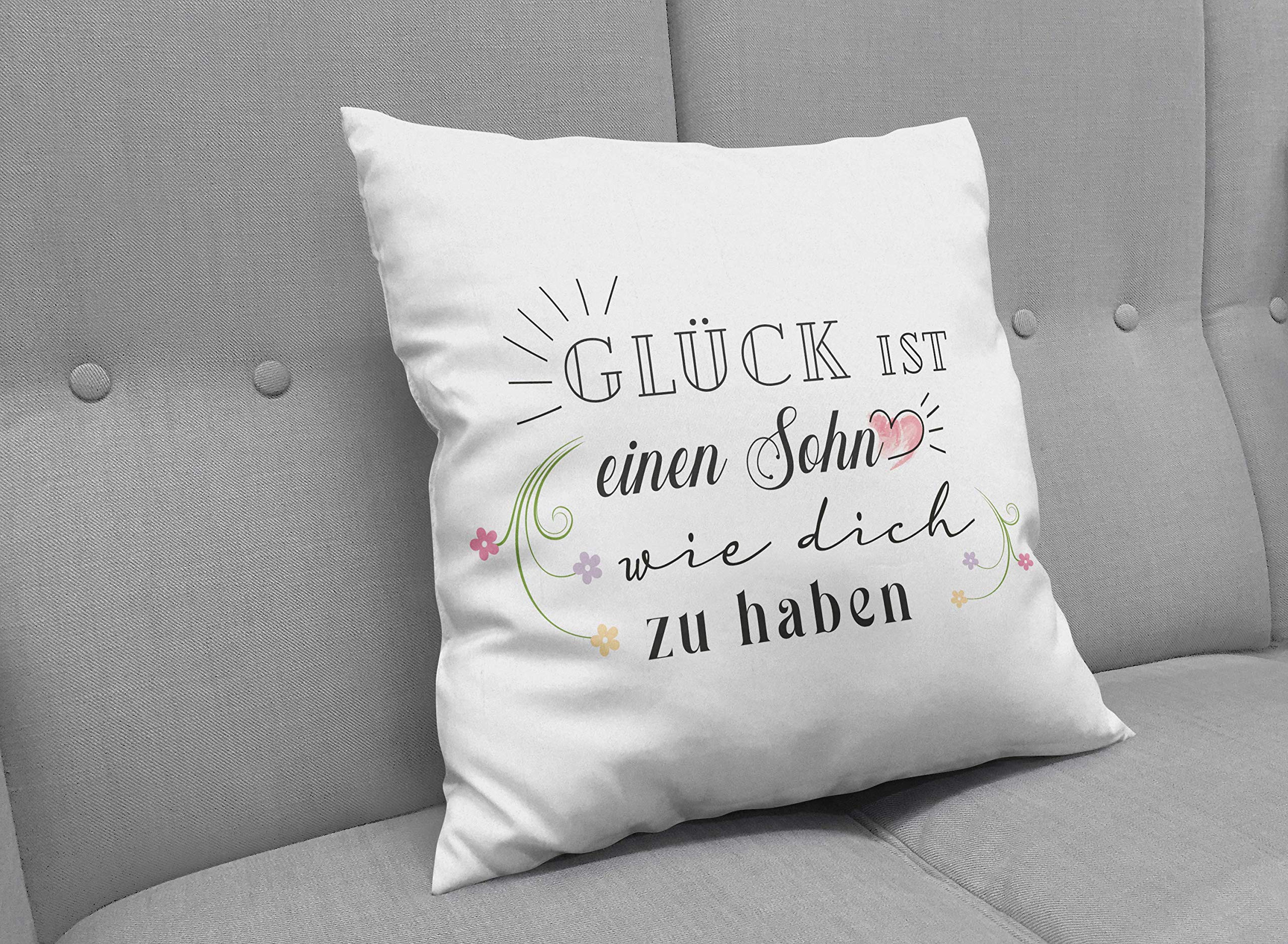 Kissen Mit Spruch 'Glück Ist Einen Sohn Wie Dich Zu Haben' – 40x40 Cm, Mit Füllung, Geschenkidee