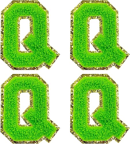 Miniatura 104 de Jongdari Letras termo-adhesivas de felpilla para ropa, parches de letras del alfabeto con brillantina para coser, con adhesivo planchado, 4
