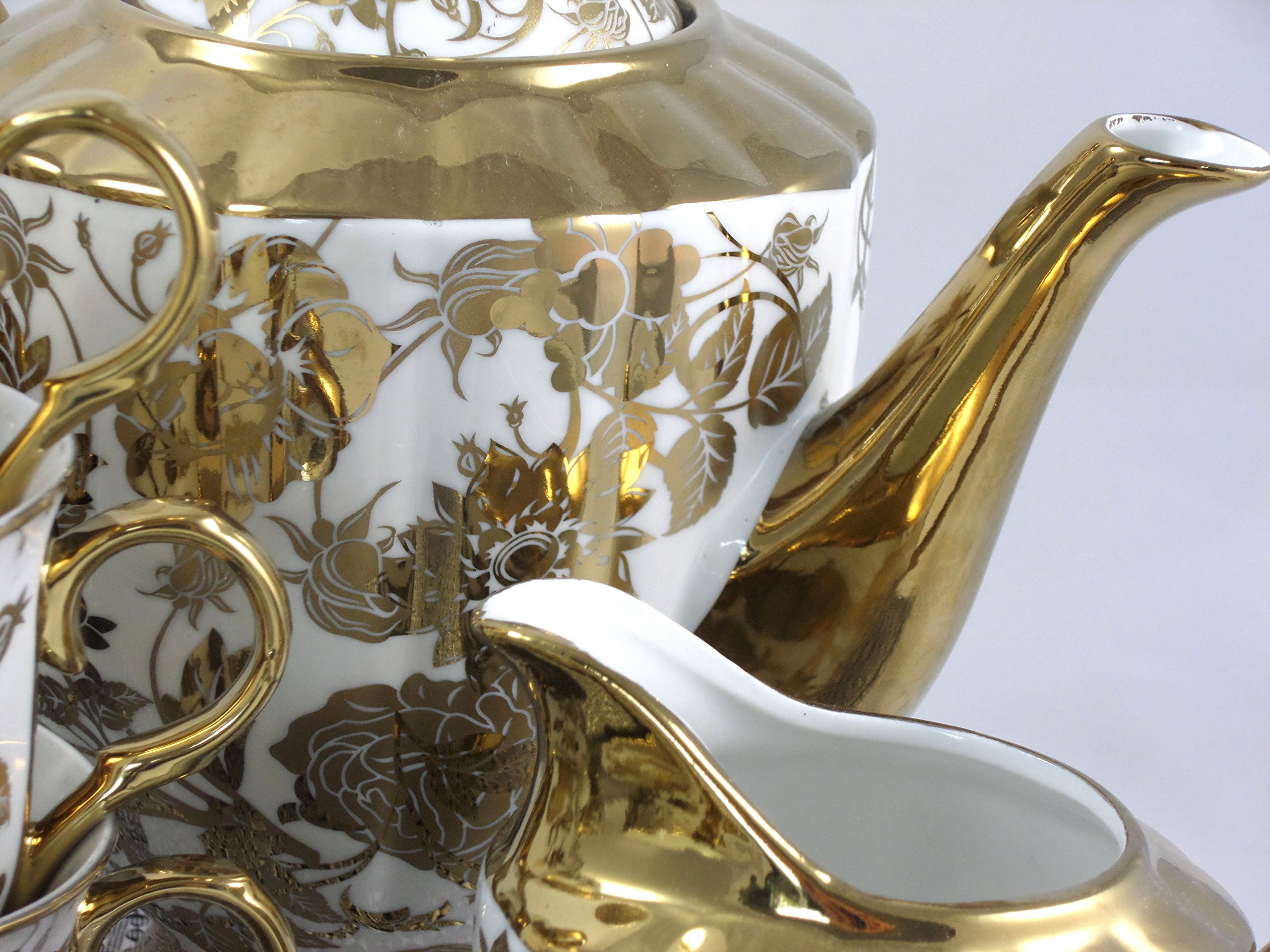 ELIH Porzellan - Servizio da tè/caffè in porcellana"serie oro", 17 pezzi