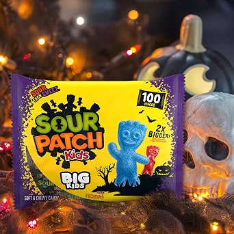 SOUR PATCH KIDS Big Kids Soft & Chewy Gummy Halloween Candy, 100 ct