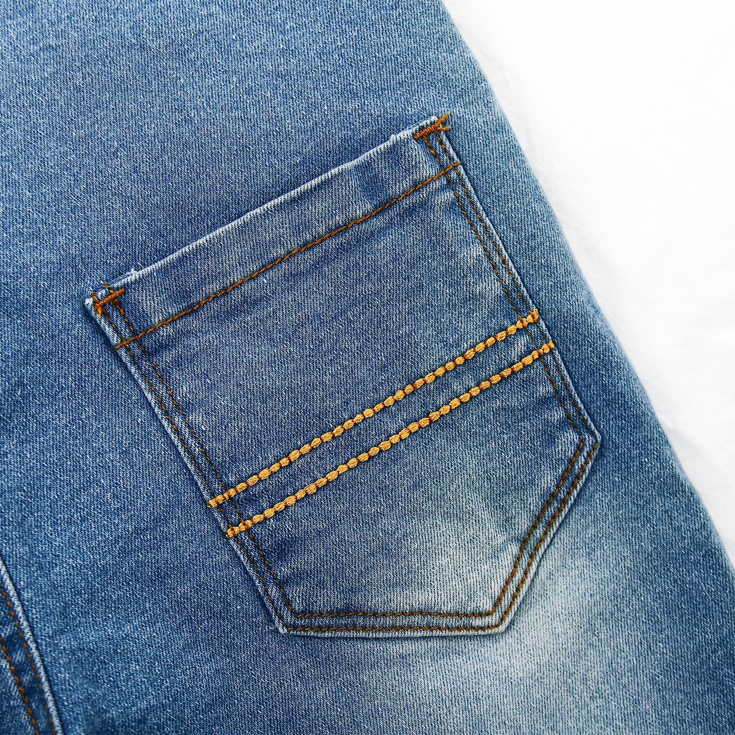 KIDSCOOL SPACE Girls Denim Overalls, Elastic Waistband Inside Washed Stretchy Jeans Jumpsuit - Image 3