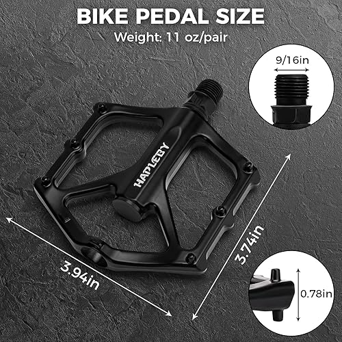 Miniatura 6 de Hapleby Pedales de bicicleta de alta calidad de 916 pulgadas, pedal plano profesional de bicicleta de montaña y carretera con 2 rodamientos