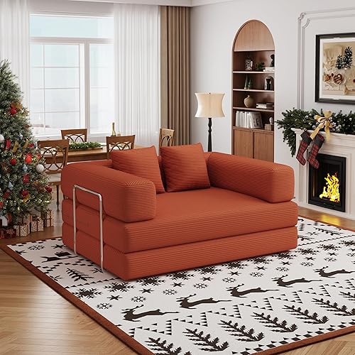 Miniatura 18 de Sofá Cama Plegable, Sofás Convertibles 2 en 1 a Tumbona Cómoda Silla Individual de Puf Silla de Piso Portátil Plegable Perezosa Futón Sofá Silla