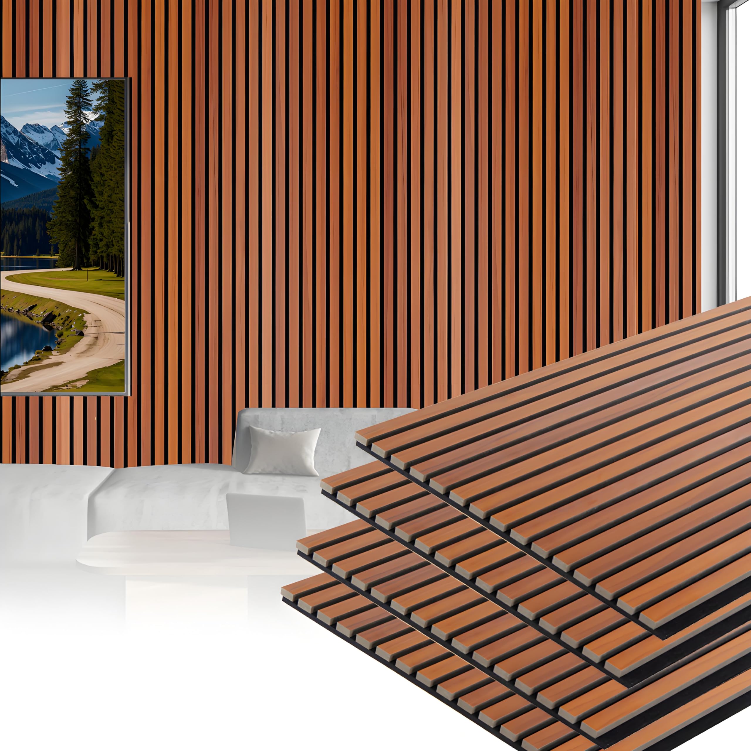 Photo 1 of 94.5 * 7Inch Wall Panels for Interior Wall Decor?Wood Panels for Wall?Slat Wall Paneling? for use in Homes, Offices, Studios, and Other Spaces?for wal and Ceiling Decor?Sound Absorbing ?4pcs?