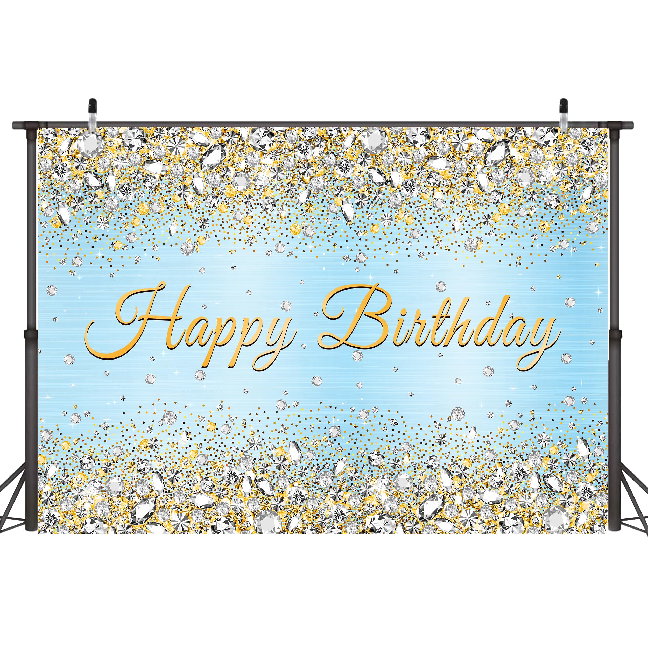 Atlastrip Large Happy Birthday Backdrop 7 x 5 ft Girls Woman Birthday Party Decorations Banner Pink Golden Theme Background Photo Booth Props Supplies