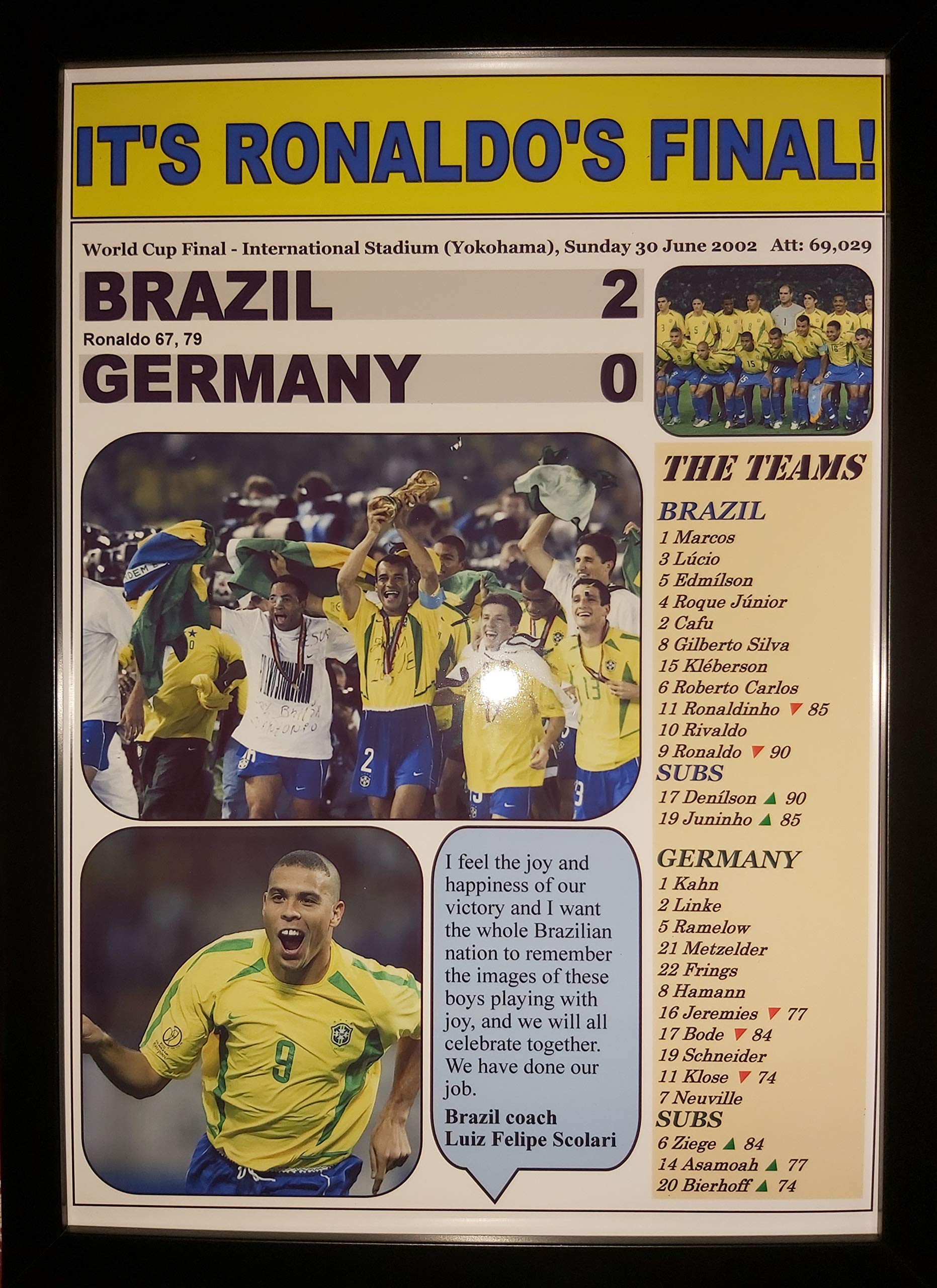 Brazil 2 Germany 0-2002 World Cup Final - Framed Print