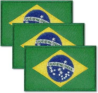 ZXvZYT 3 Pack Brazil Flag مطرزة بقع برازيلية أعلام شعار عسكري لملابس قبعة حقائب الظهر زينة