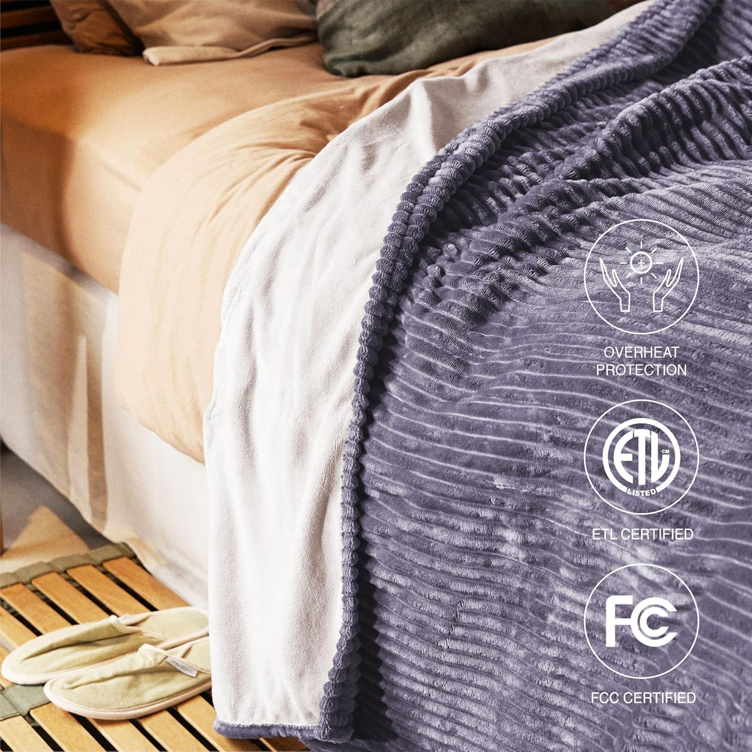 Heated Blanket Full Size 72"x84",ETL Certification- 10 Heating Levels Electric Blanket&1-10 Hour Auto Off,Heating Blanket with Dual Controller(Purple) - Image 5