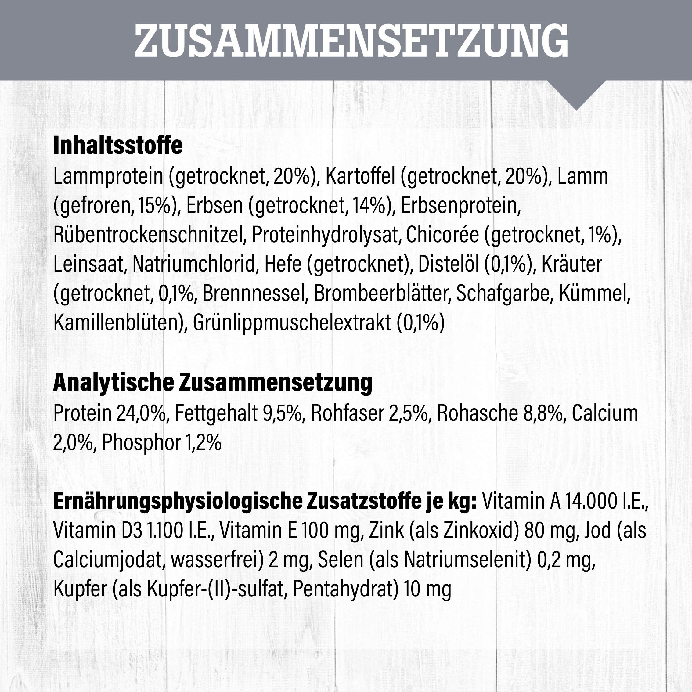 Lamm | Trockenfutter mit natürlichen Zutaten und wertvollen Superfoods für ausgewachsene Hunde. Getreidefreies Alleinfutter ohne Zusatzstoffe im Beutel | 15kg Lamm