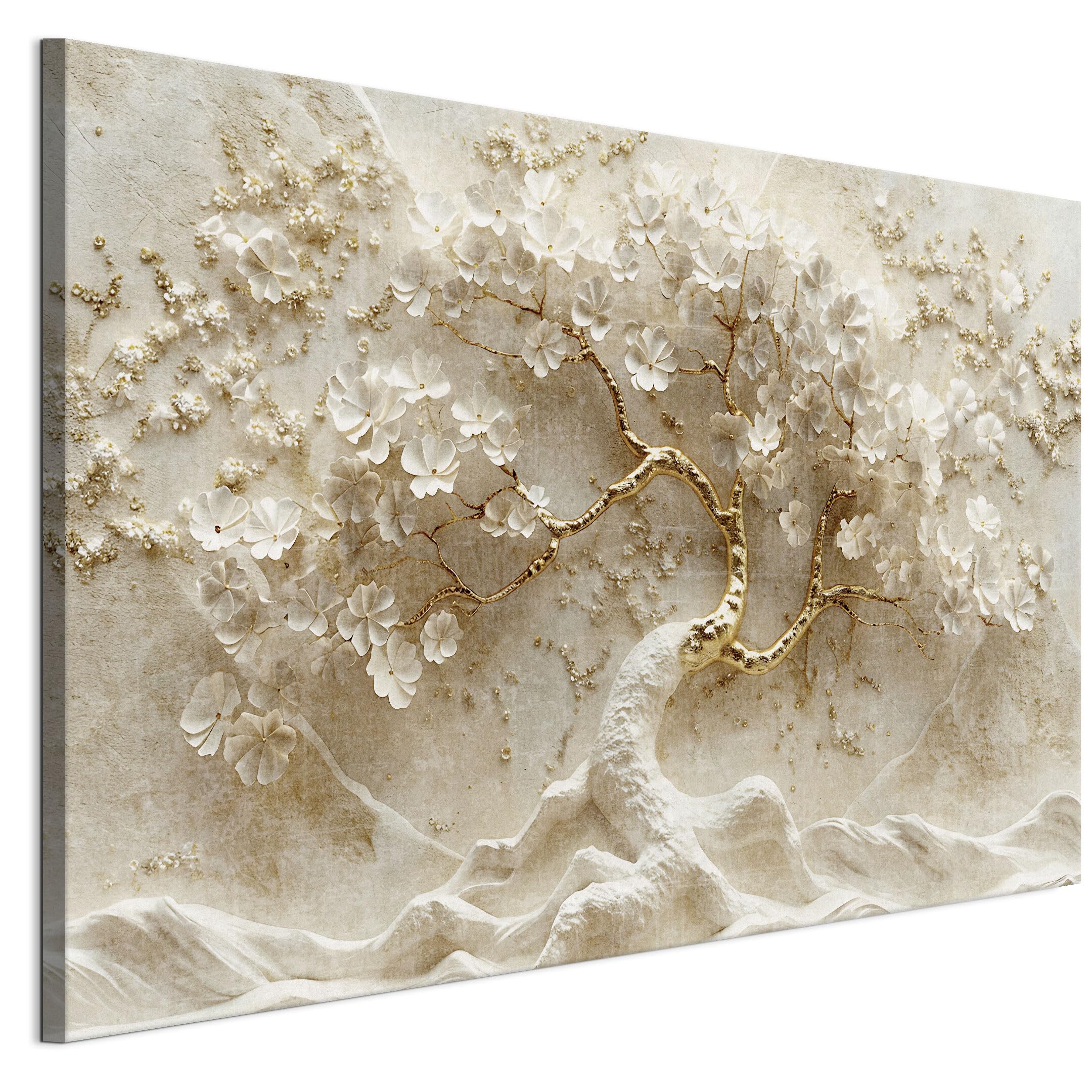 LUMASOUL Wandbilder Wohnzimmer Leinwandbild Baum 120x80 cm