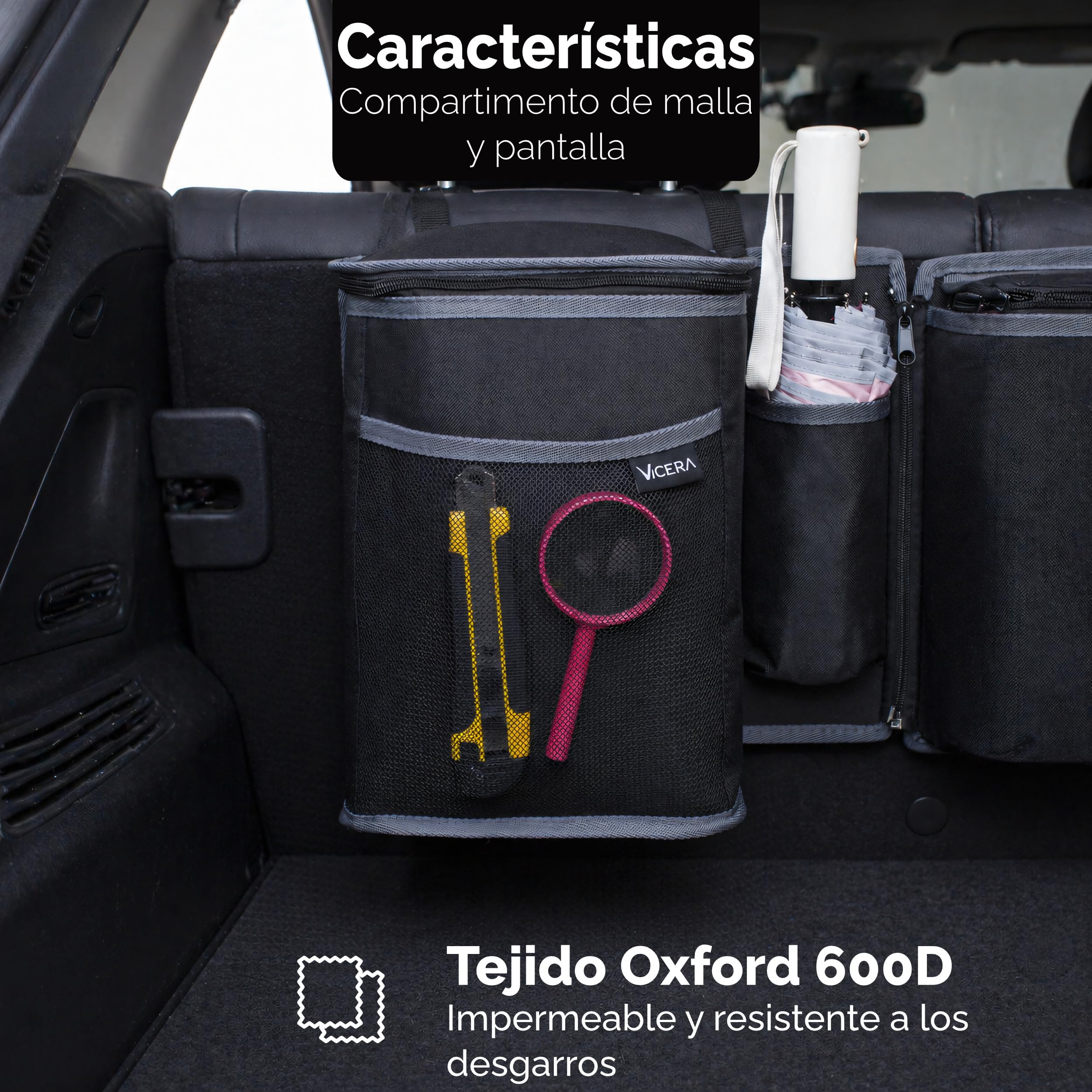 Vicera Organizador Maletero Coche • Bolsa Maletero Coche con Módulos Divisibles y Bolsa Nevera Integrada