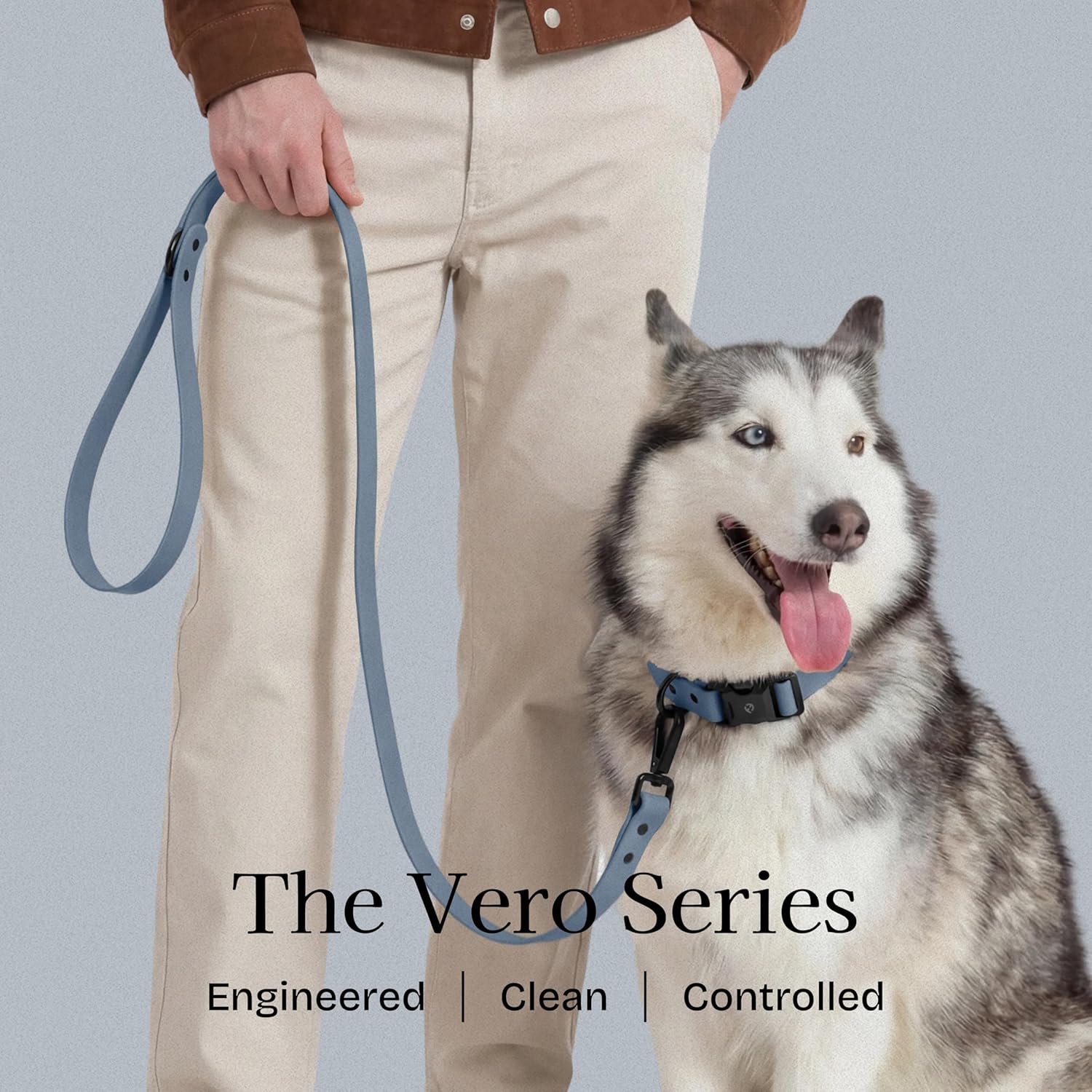 Fei & Eve Waterproof Dog Leash - 6FT, Odor-Free PVC Material, Easy to Clean, 360° Swivel Hook, Suitable for Small, Medium & Large Dogs, Dusk Blue