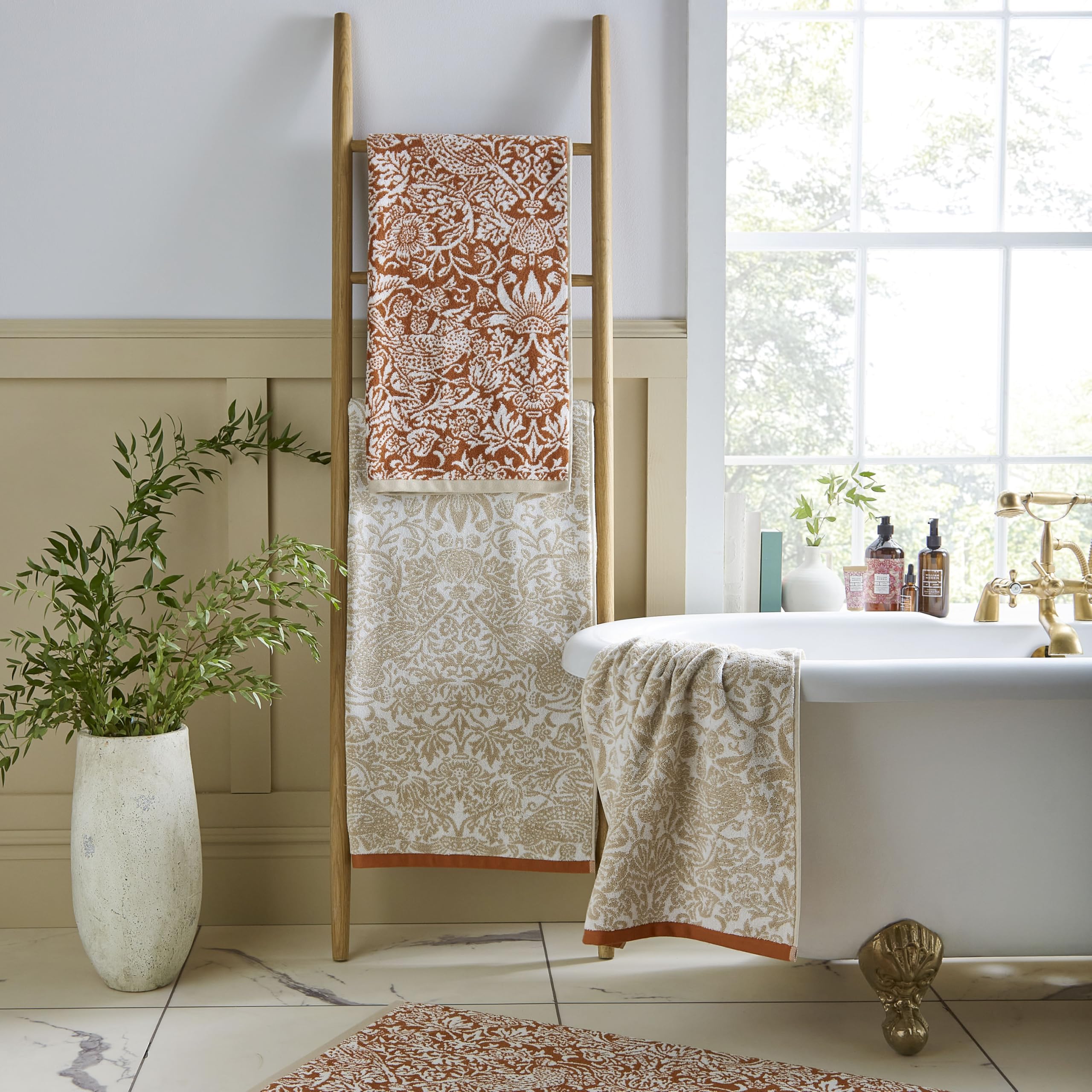 William Morris At Home Strawberry Thief 100% Cotton Towel Collection