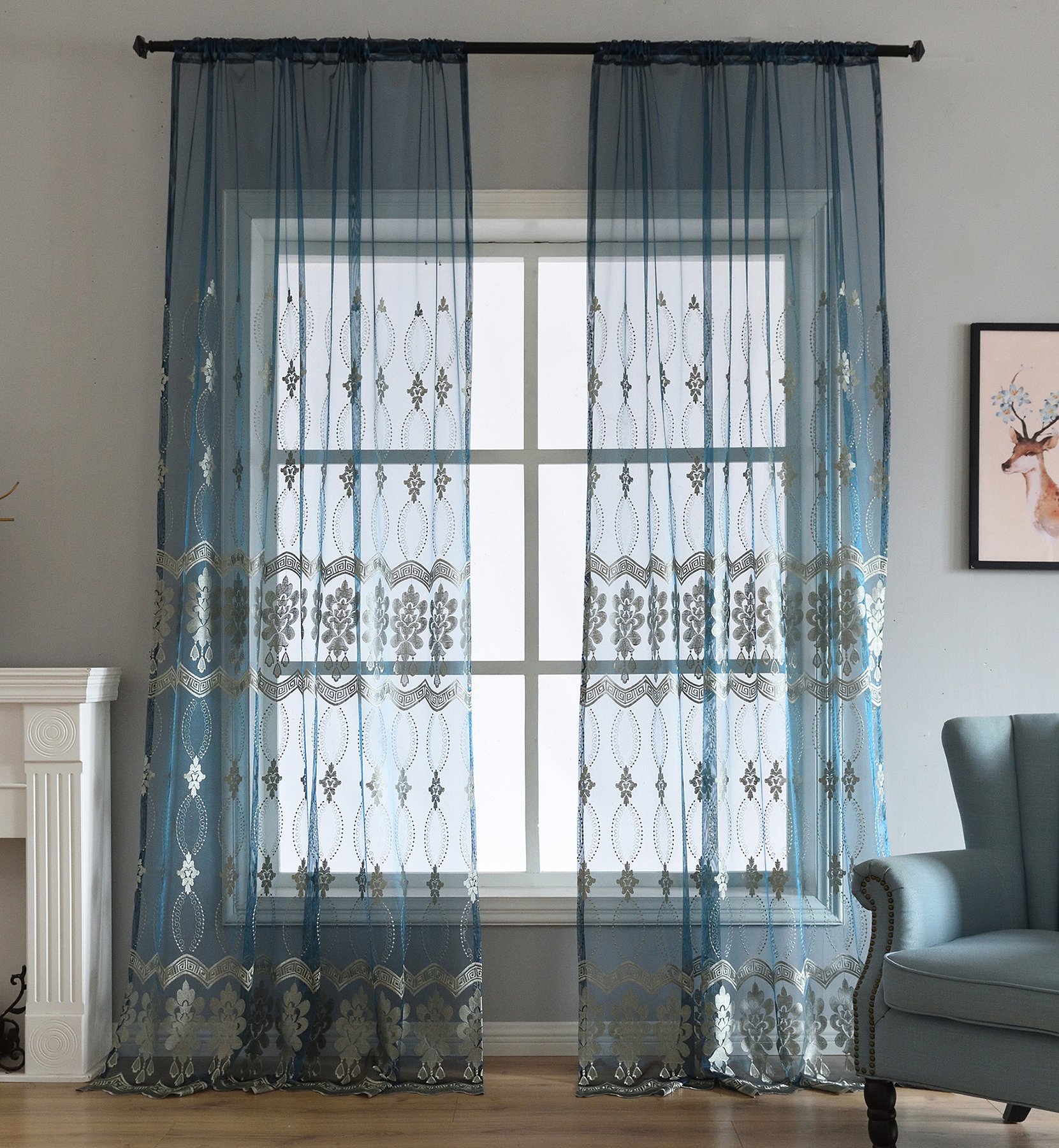 Country Blue Lace Curtains Curtains & Drapes