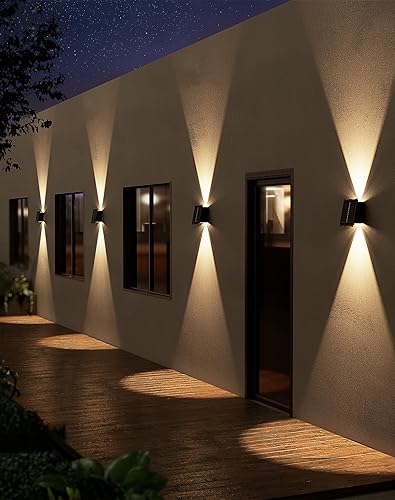 Miniatura 9 de KIALUSH Luces solares de pared para exteriores, 6500 K, 3000 K, paquete de 4 luces de pared de 1500 mAh alimentadas por energía solar, IP65 para