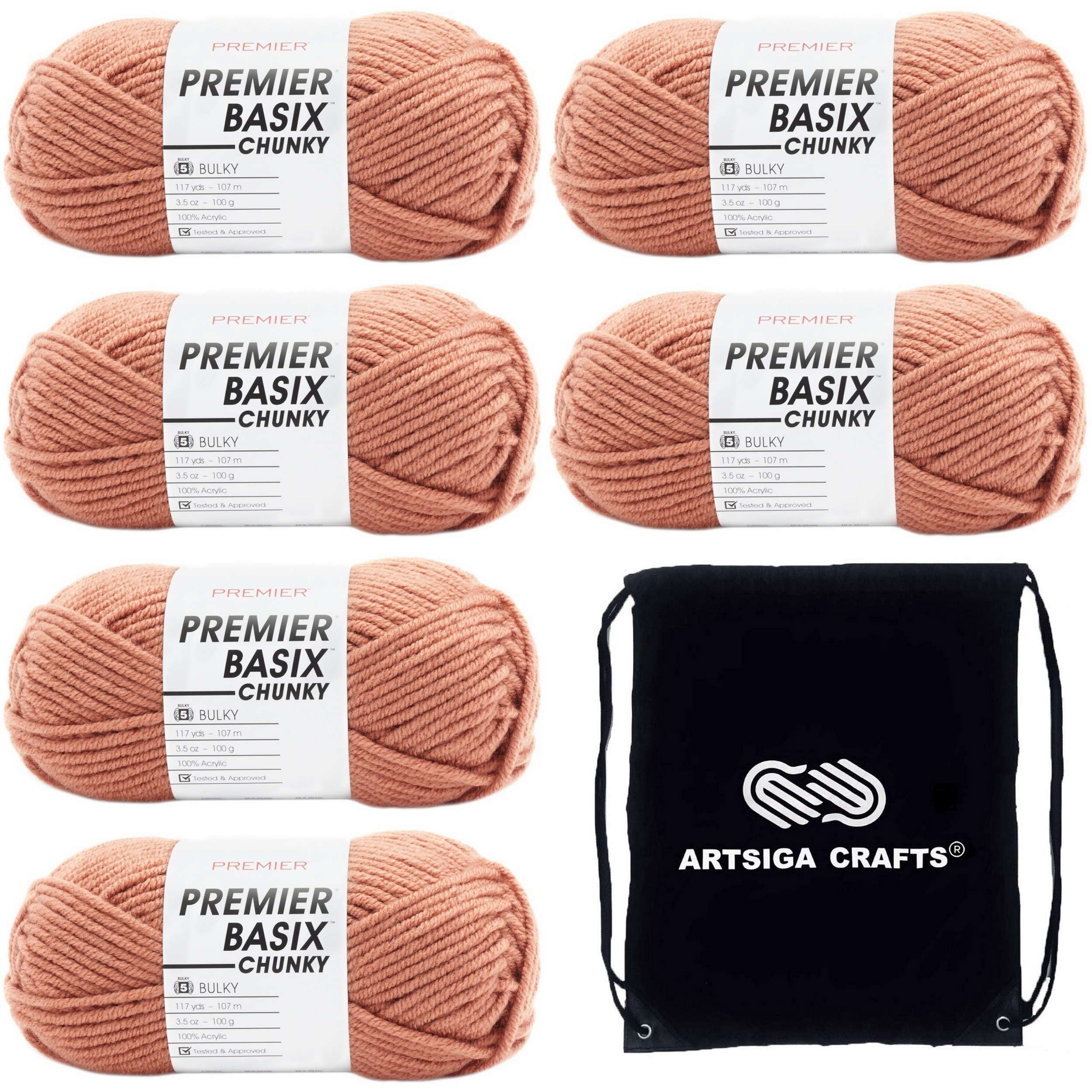 Evite cambios de color usando el Hilo de tejer Basix grueso terracota Premier del mismo tinte