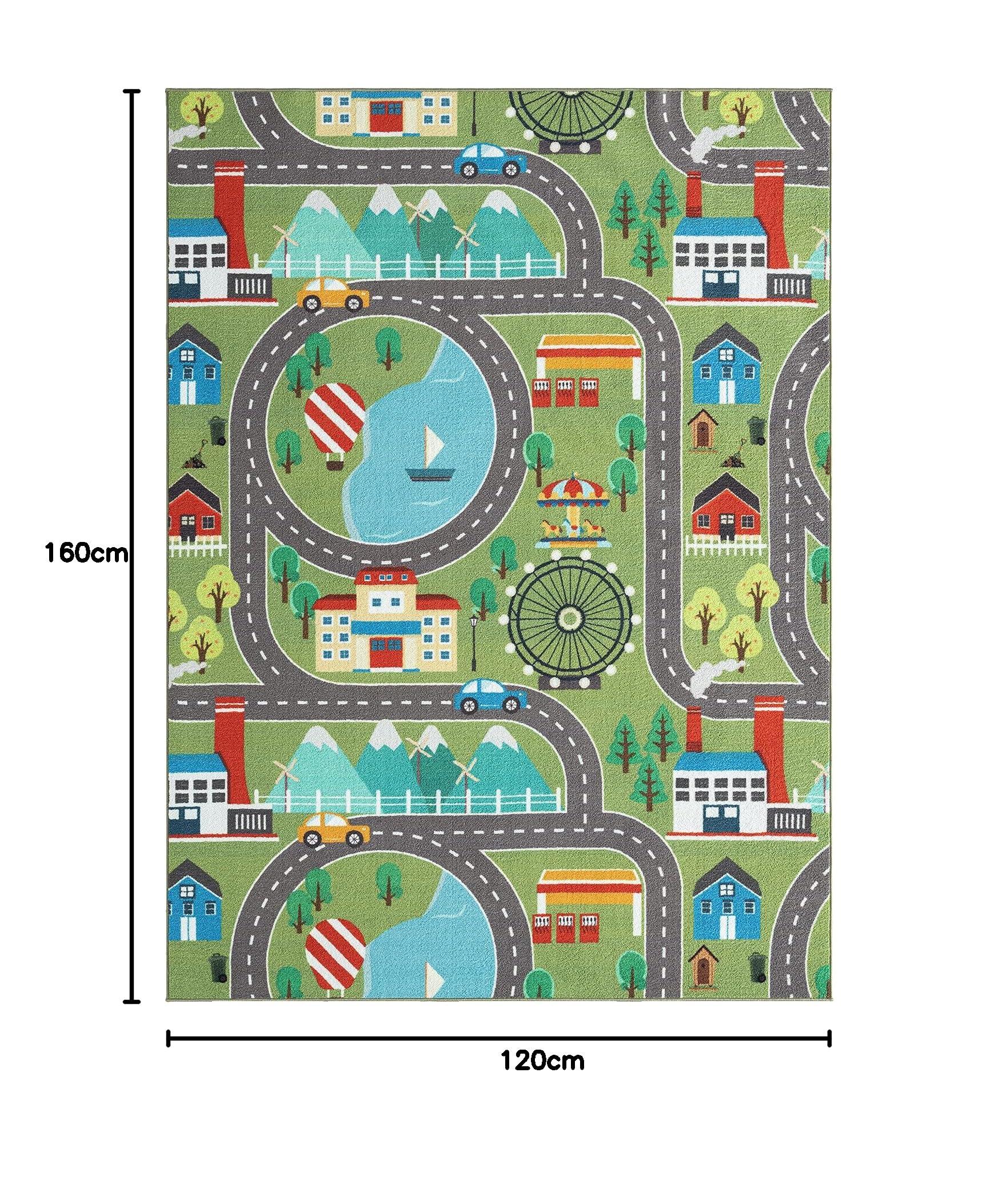 the carpet Happy Life - Kinderkamer, kindertapijt, speeltapijt, wasbaar, wegtapijt, wegen, stad, auto, Grijs, 120 x 160 cm