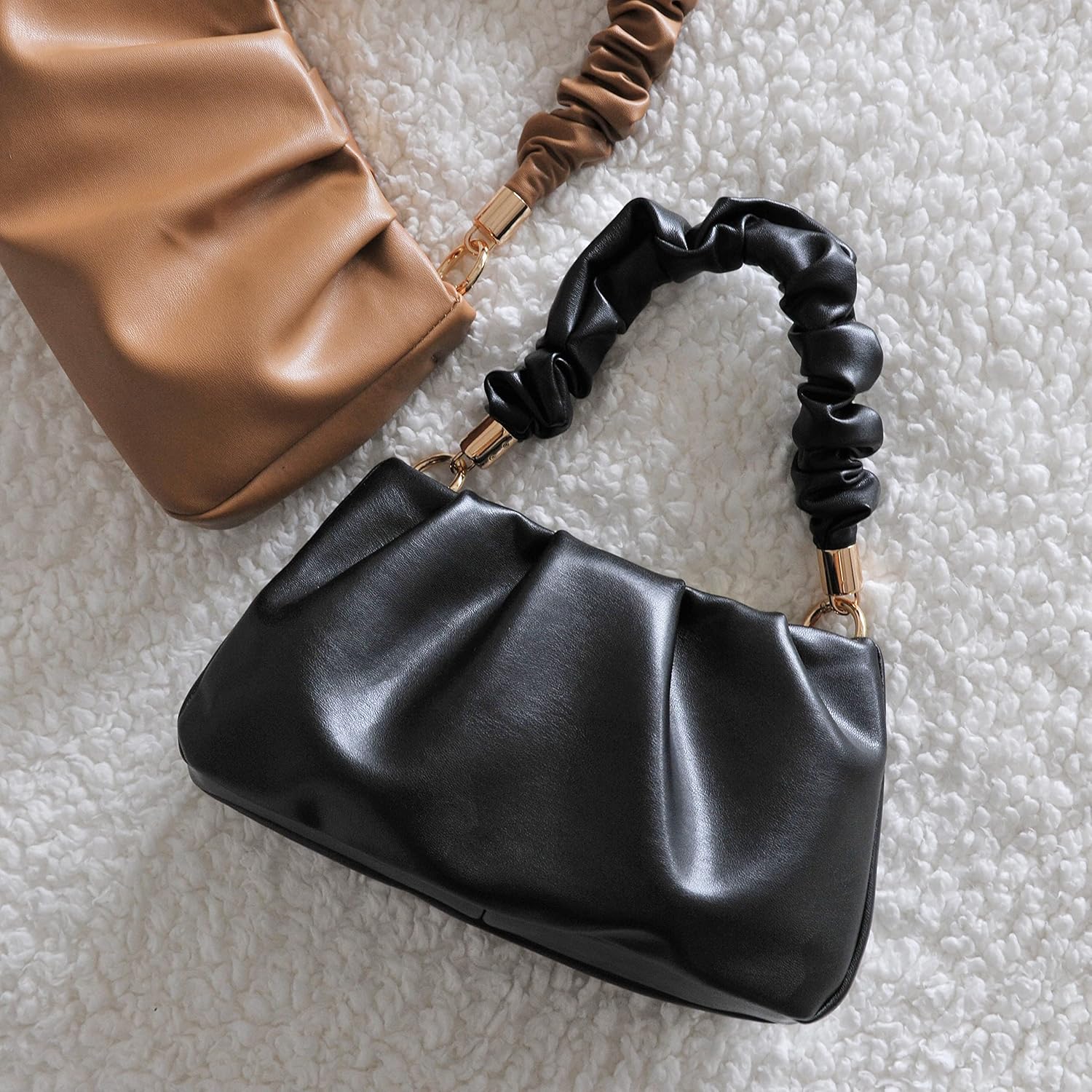 Cloud Pouch Bag Women Shoulder Handbag Soft Vegan Leather Vintage Hobo Chain Cross body Bag - Image 2