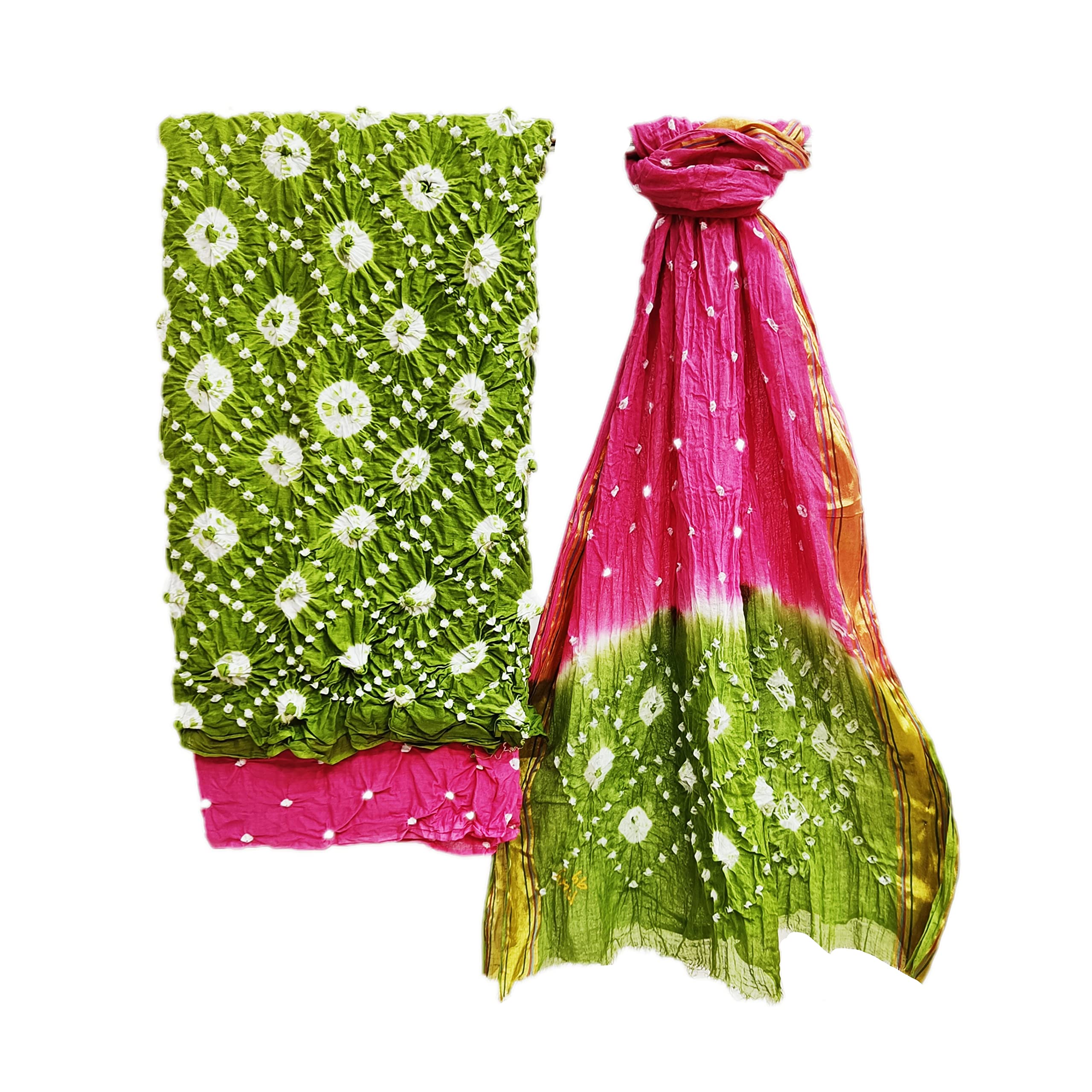 Women's Cotton Unstitched Bandhani Dress Material