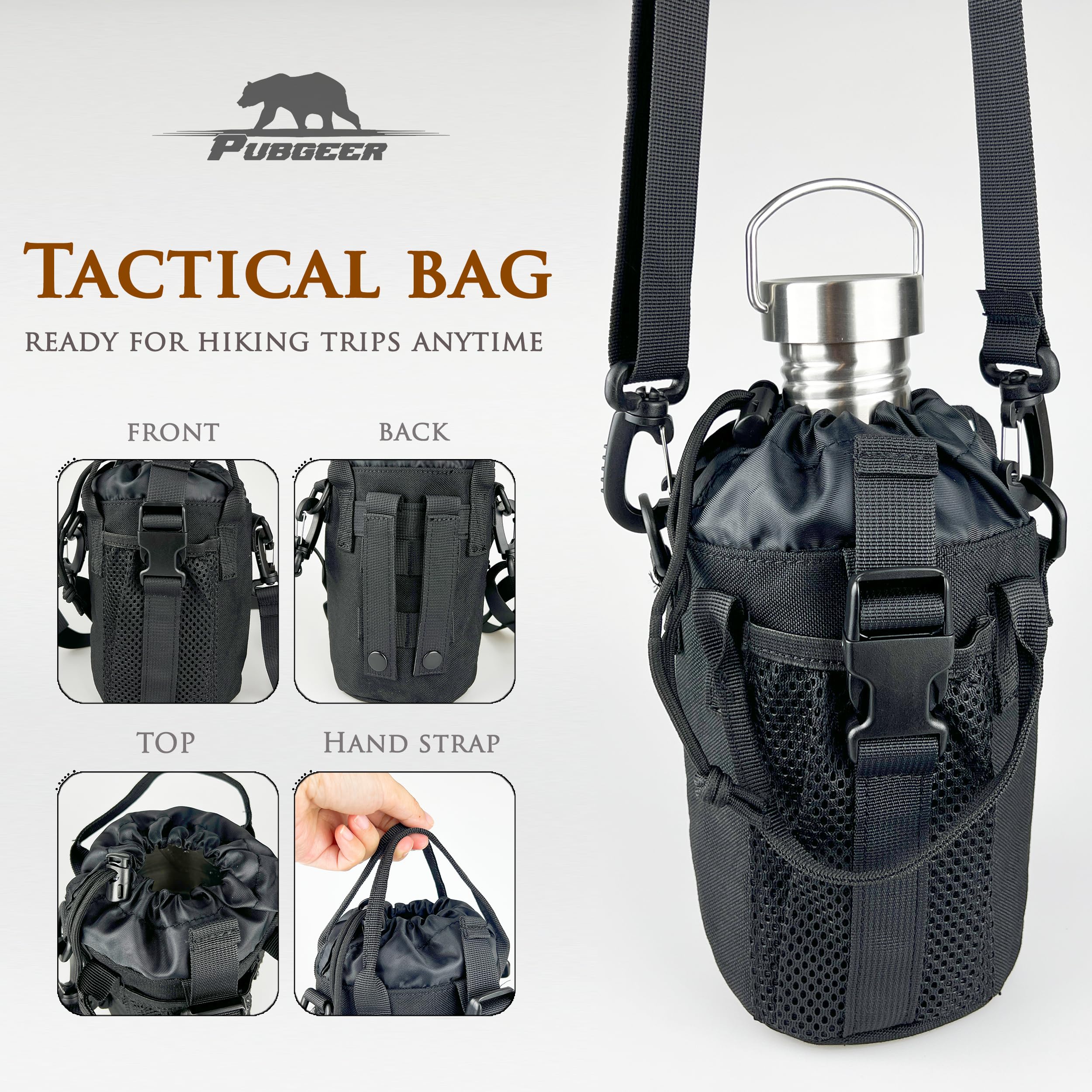 Canteen 1,2 l einwandige Wasserflasche mit 680 ml verschachteltem Campingbecher und Tragetasche, Bushcraft Gear, Weithals-Wasserflasche, Survival-Ausrüstung, Wasserkocher, selbstzuverlässig,