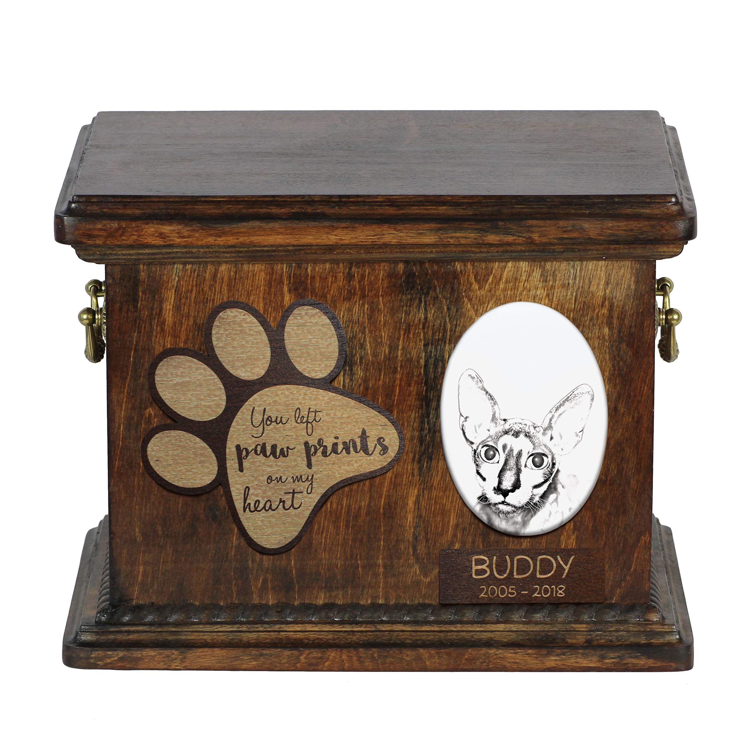 Urne de crémation chat en bois fait main Art-Dog pour surmonter la perte de votre animal