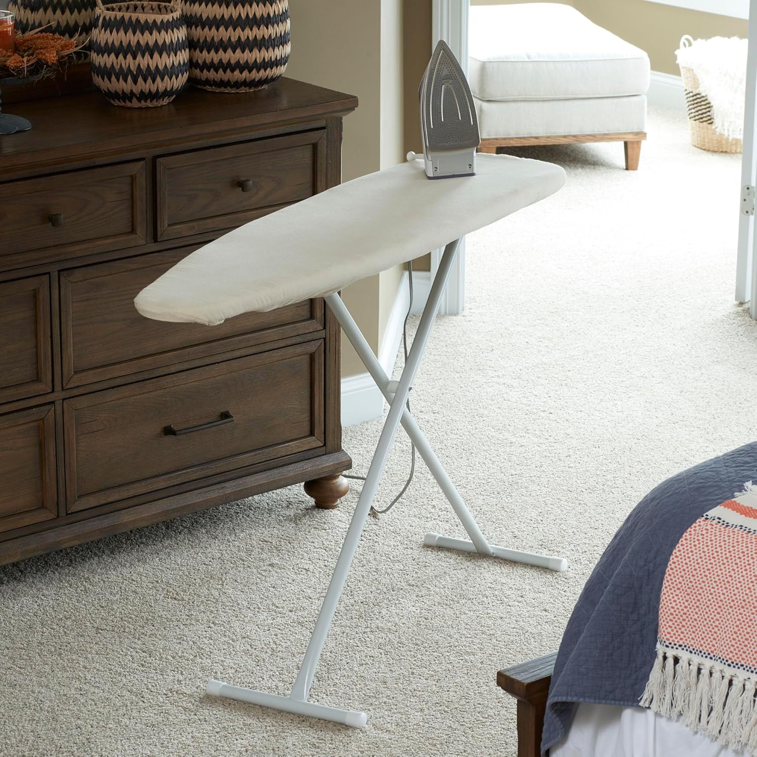 Household Essentials Universal Ironing Board Cover and Pad | Fits Standard and Wide Top Boards | Beige