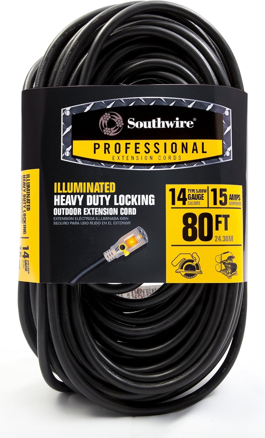 Southwire 58259201 14/3 SJEOW Medium Duty Lighted Locking