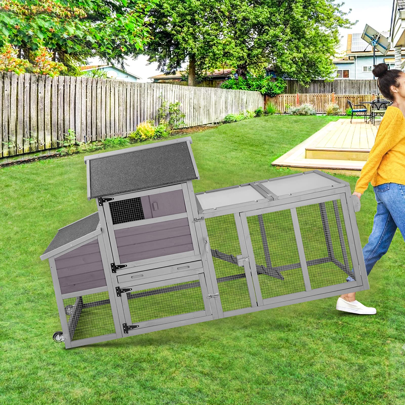 Buy Chicken Coop for 23 Chickens with Wheels, Mobile Hen House