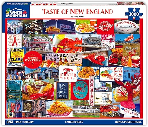 Miniatura 3 de White Mountain Rompecabezas de 1000 piezas con collage vintage para familias y adultos - Taste of New England