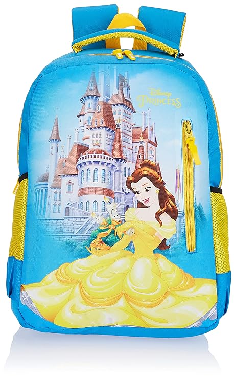 Priority Disney Belle 45.7 cms Polyester School Bag, Casual Bags for Girls, Kids Backpack Durable and Sturdy in Blue & Yellow