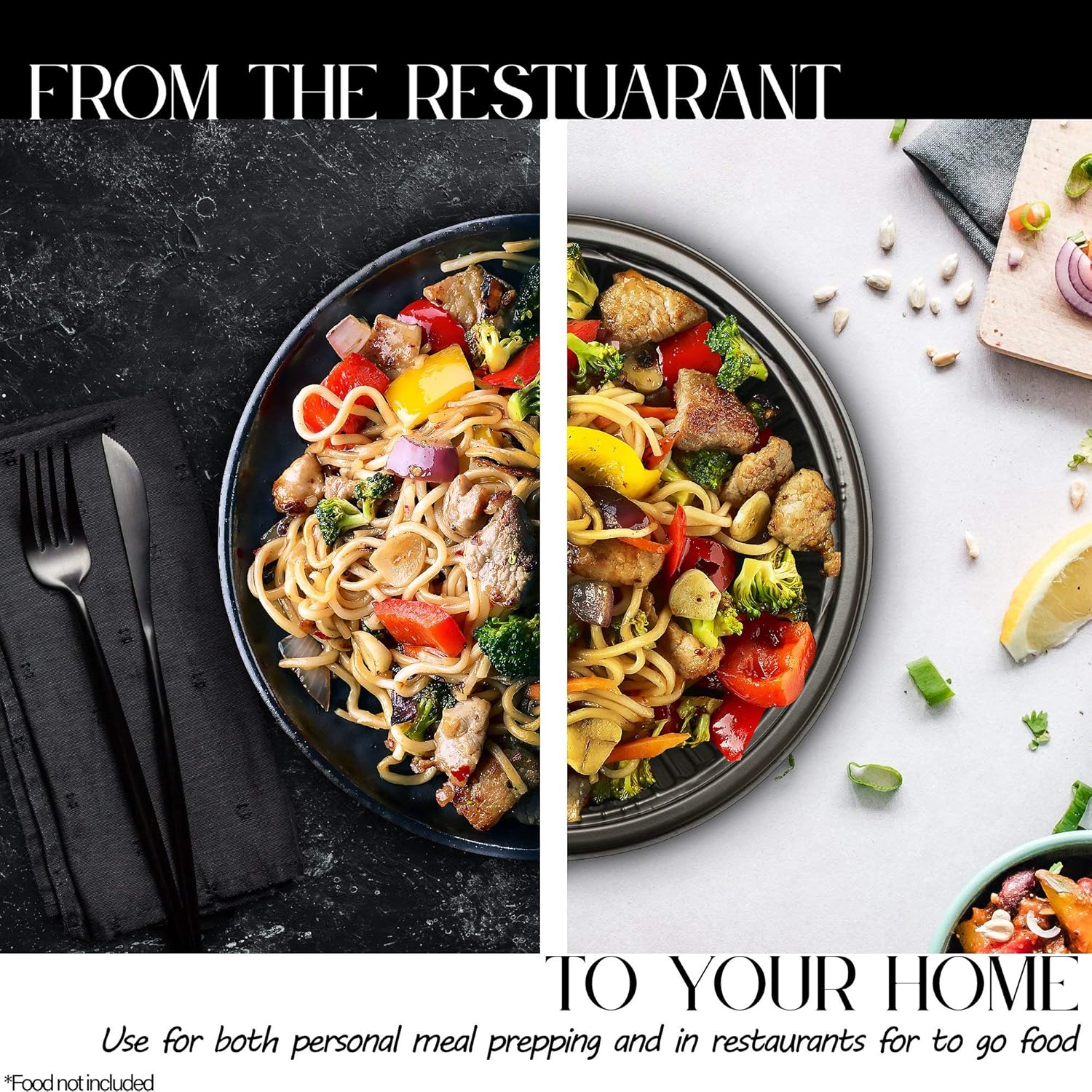 Prоmо 40% оƒƒ 50 Pack Bulk Wholesale Food Container 36 OZ Plastic Diamond Noodle Bowl Black Base with Clear Lid for Kitchen Storage, Meal Prep, Take Out, Home or Restaurant Use