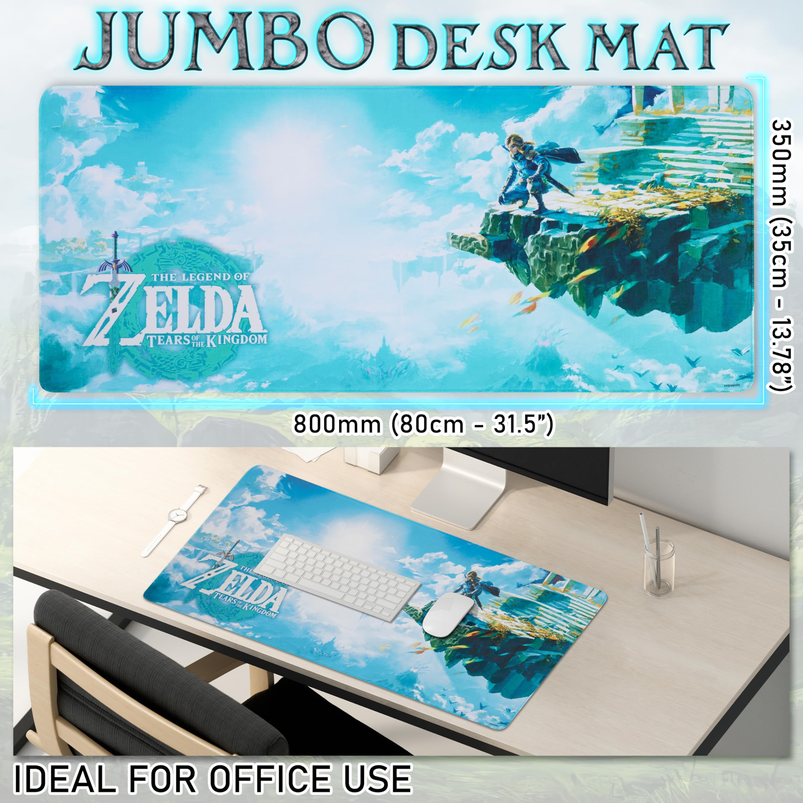 ZELDA Alfombrilla Grande Antideslizante para Escritorio para Niños, Regalo Gamer