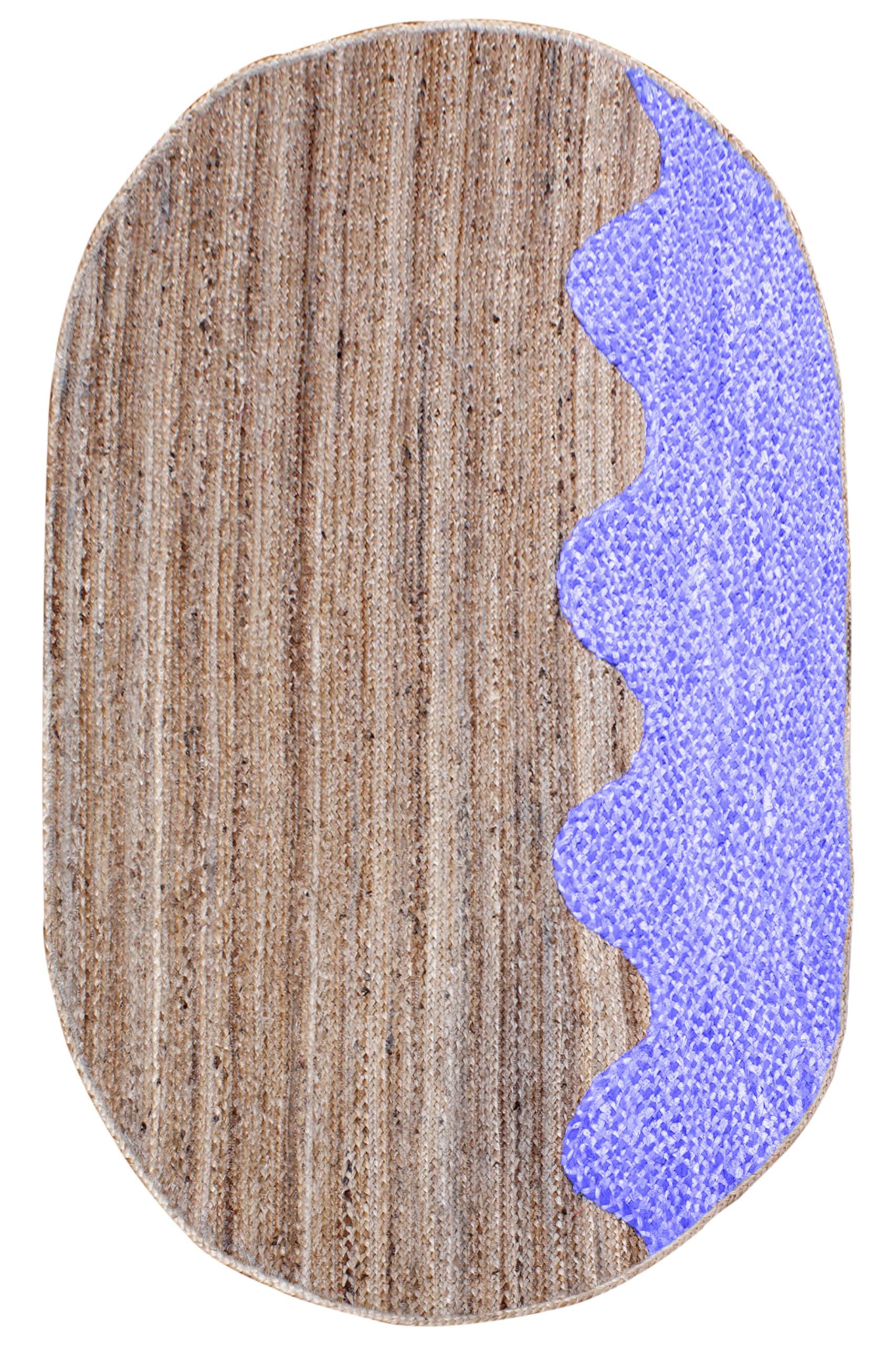 Tapis de couloir ovale lavable en coton et jute contre les sols froids
