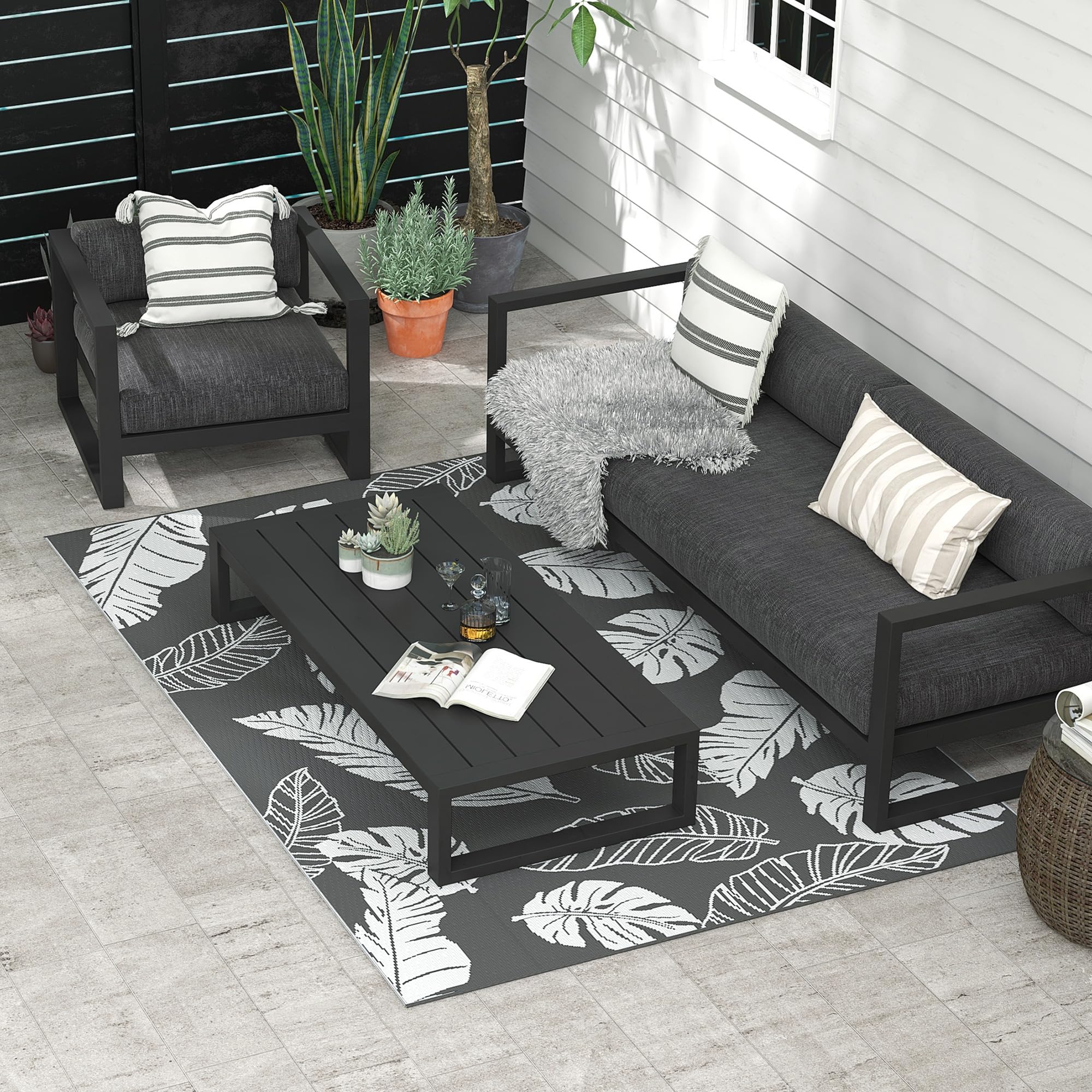 Outsunny Outdoor-Teppich 182x274 Cm – Doppelseitig, Wasserfest – Für Camping & Balkon NEU