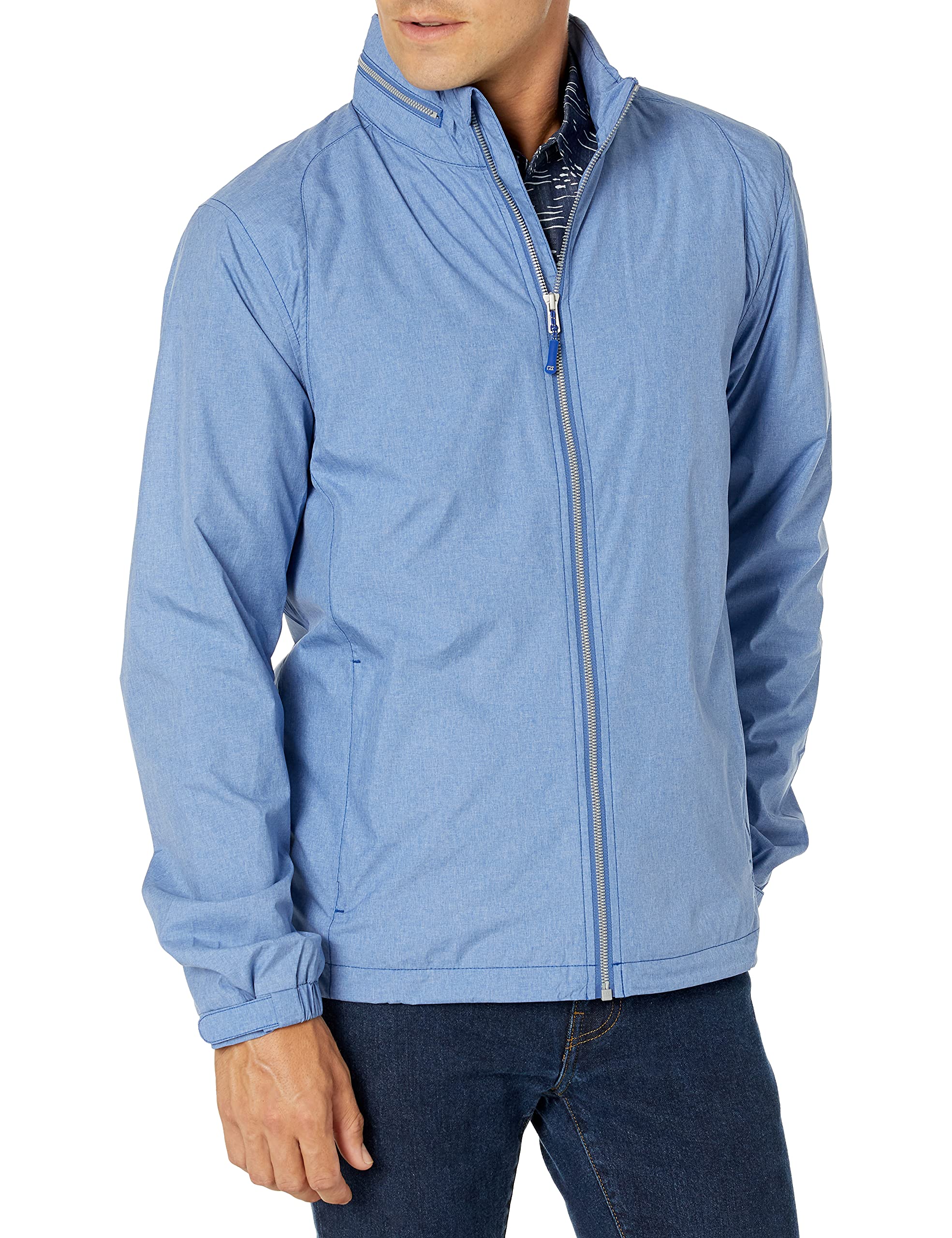 Cutter &amp; Buck Men's Weathertec Packable Weather Resistant Panoramic Hood Jacket